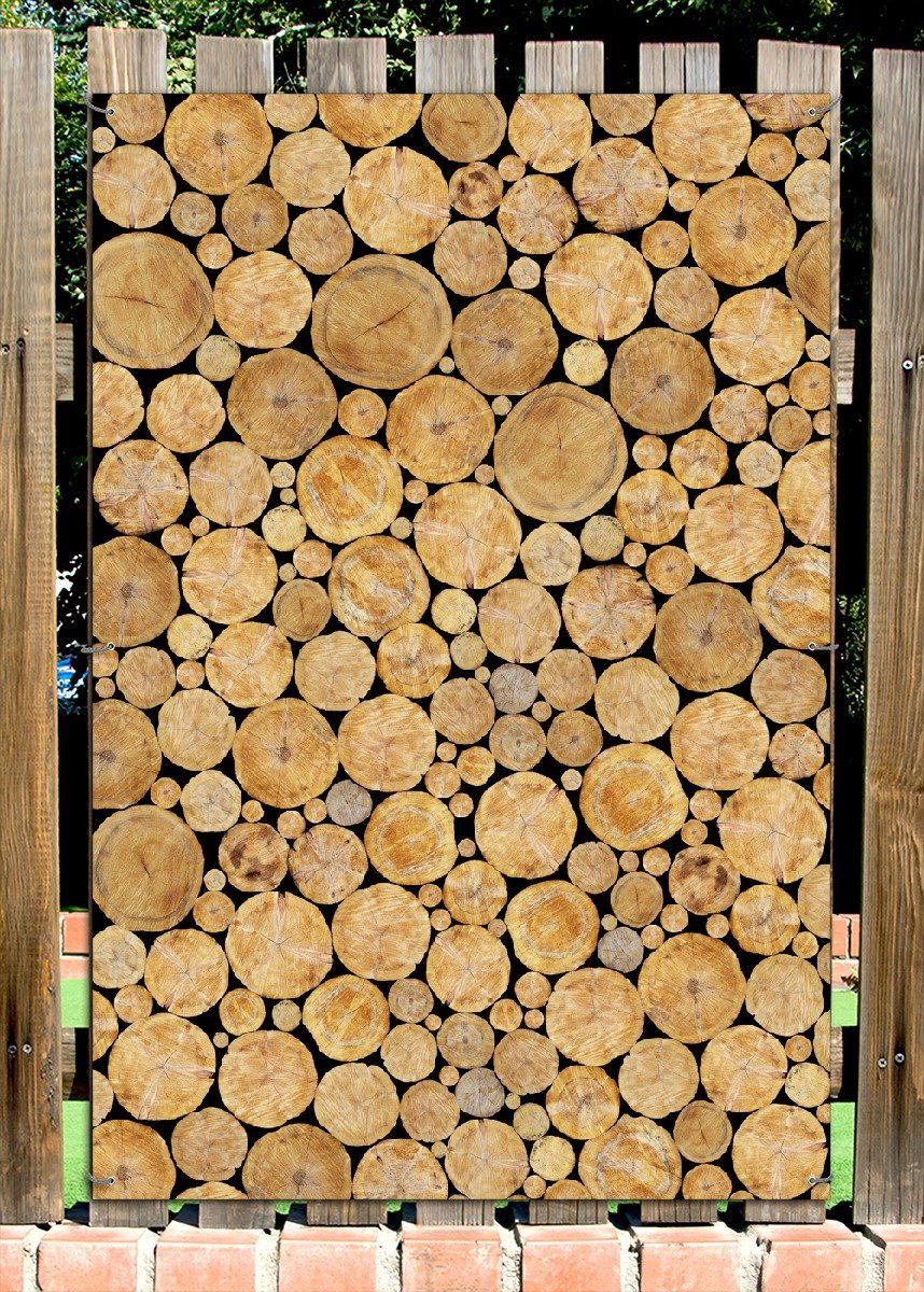 Wallario Sichtschutzzaunmatten Holzstapel rund günstig online kaufen
