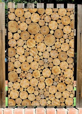 Wallario Sichtschutzzaunmatten Holzstapel rund