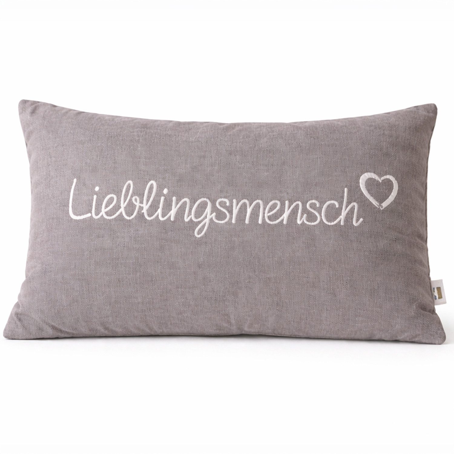 what the shop Dekokissen Lieblingsmensch 30x50 cm Baumwolle Grau oder Weiß mit Reißverschluss, Liebevolles Kissen für Lieblingsmenschen
