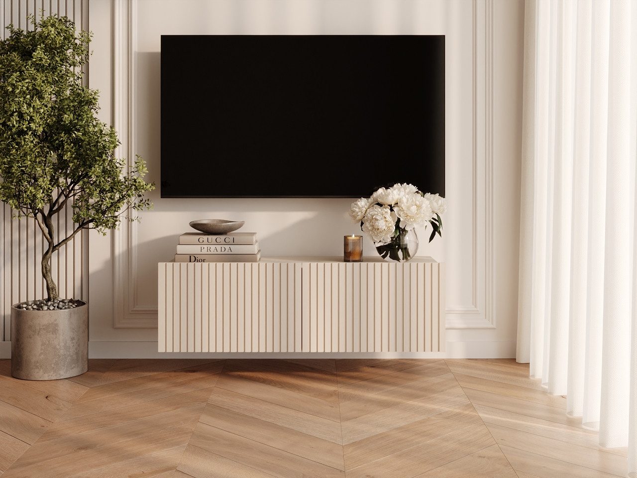 GrainGold TV-Schrank Kioto (Set, TV-Schrank) Soft-Closing-System, Breite 110 cm, für das Wohnzimmer