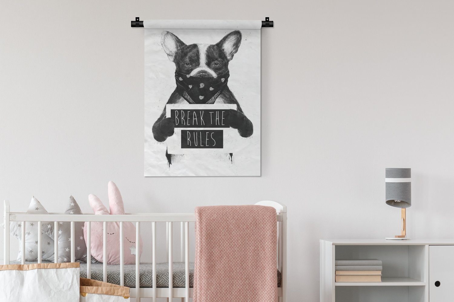 Wohnzimmer, Wanddekoobjekt - Deko an - Wand, Brich MuchoWow Zitat Tiere, der Tapisserie, - Regeln Schlafzimmer Hund für die