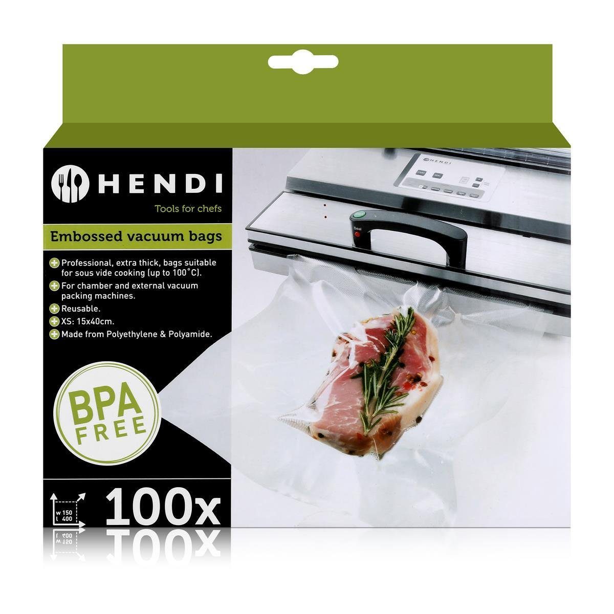 Hendi Folienbeutel Hendi Vakuum Kochbeutel 15x40cm / 100 Beutel (1er Pack)