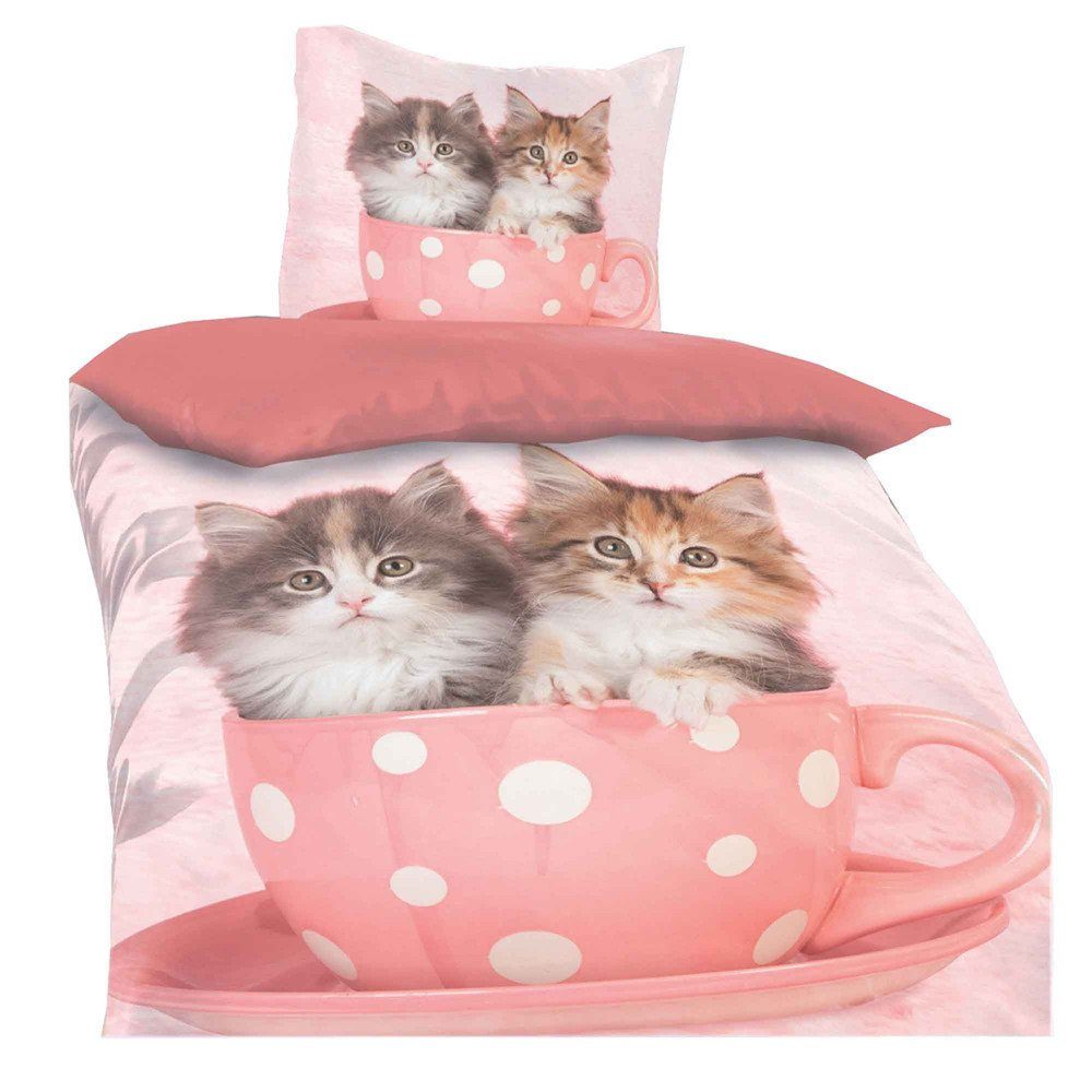 Casa Colori Bettwäsche Kinder 135x200 cm Garnitur Katzen Katzenbabys, Kunst günstig online kaufen