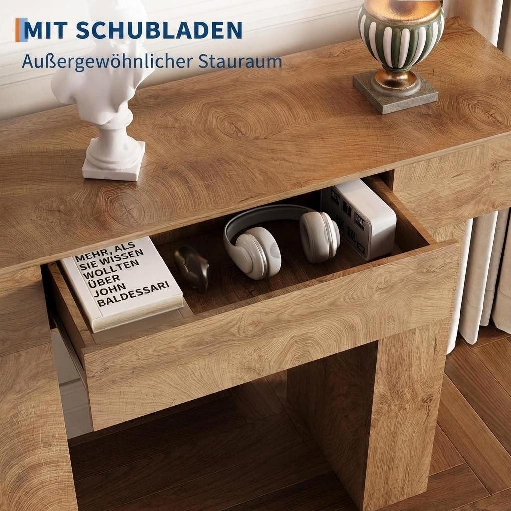 GarveeMore Konsolentisch 120 cm Landhaus Flurtisch Sofatisch, MDF-Material und Kippsicherung – Bild 3 von 5