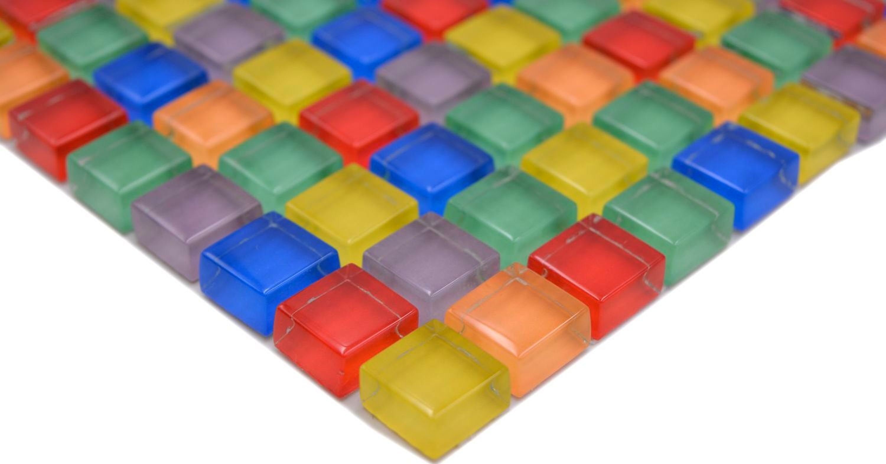 Mosani Mosaikfliesen Glasmosaik Mosaikfliese bunt rot blau gelb grün
