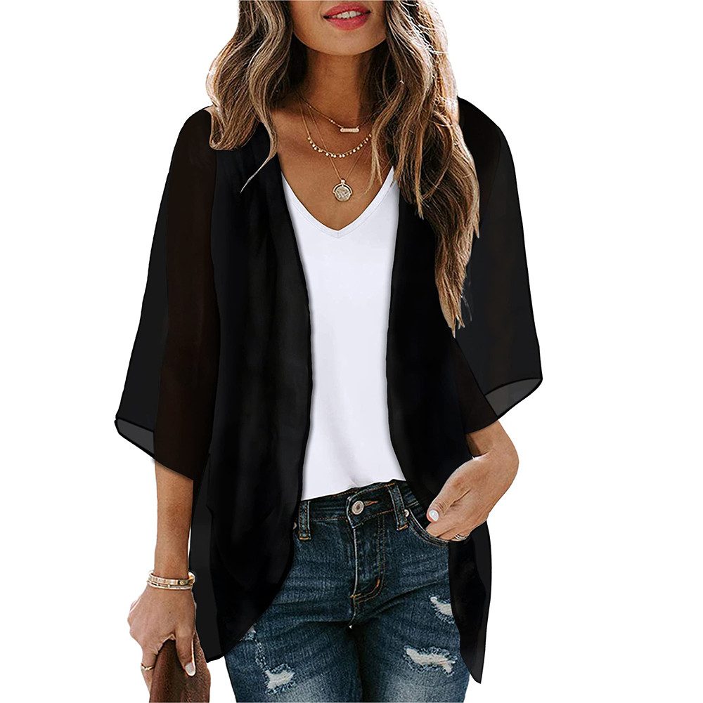 nsihing Kimono Damen Kimono-Cardigan – Leichter Sommer-Überwurf, mit floralem Print, lockere Passform, Pool, Strand- und Freizeitbluse