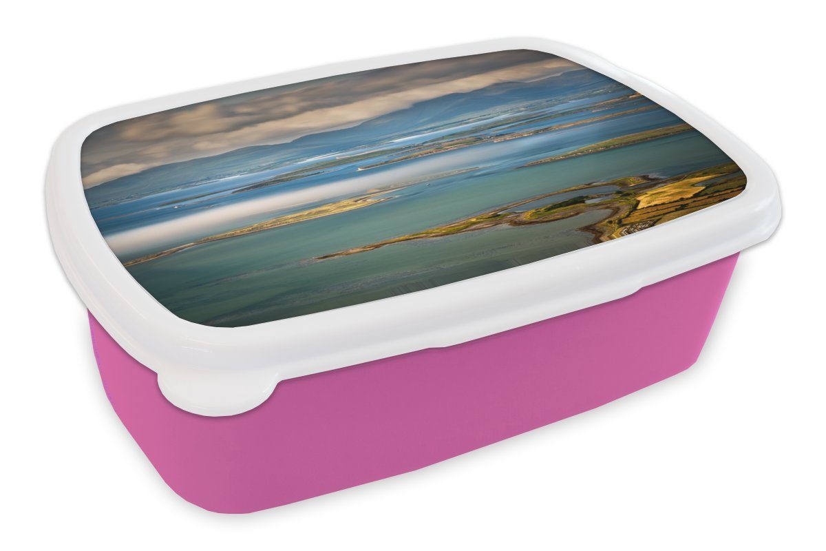 MuchoWow Lunchbox Blick über die Clew Bay in Irland, Kunststoff, (2-tlg), Brotbox für Erwachsene, Brotdose Kinder, Snackbox, Mädchen, Kunststoff rosa