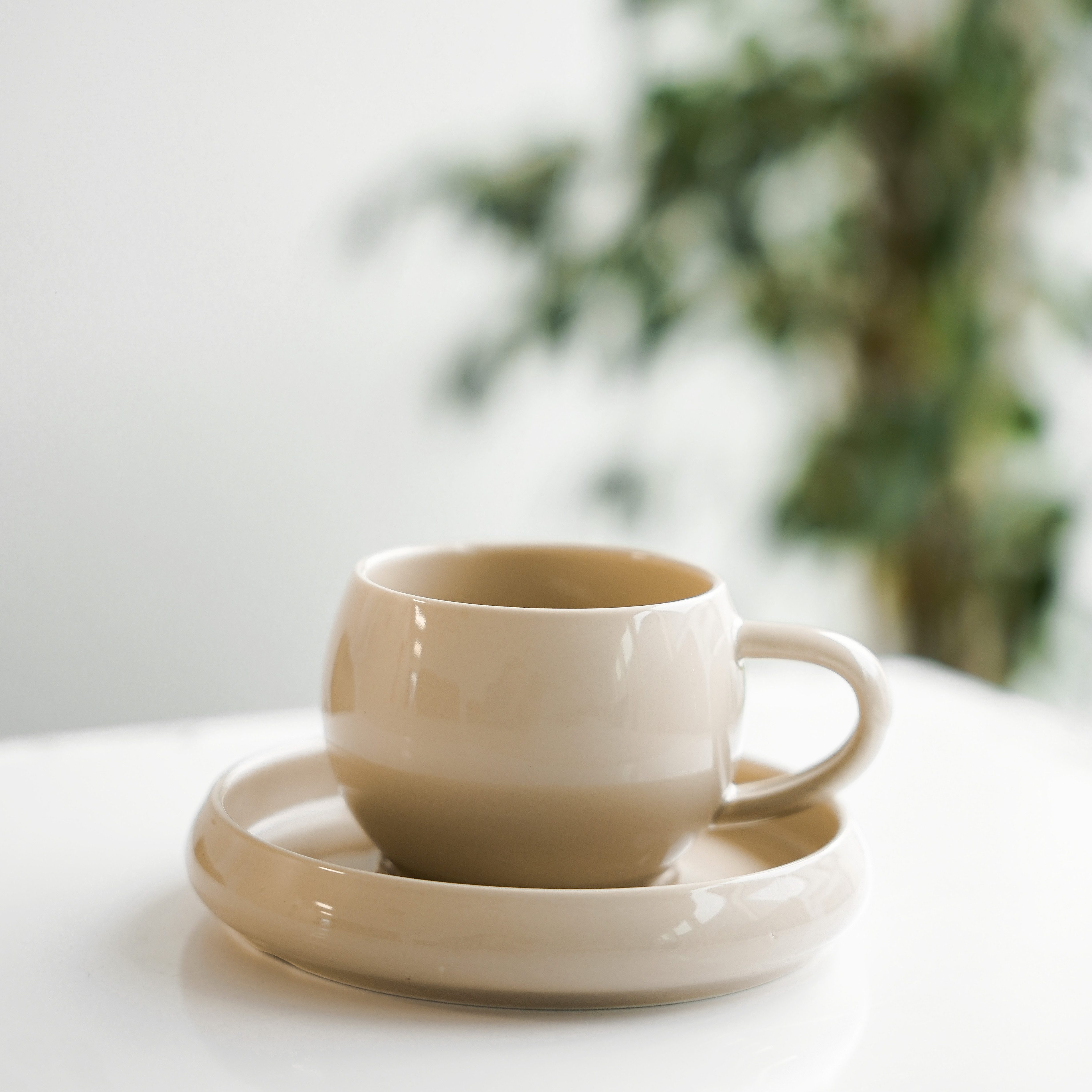 Almina Kaffeeservice Lissa Bonna Biscuit Kaffeetassen mit Untertellern (12-tlg), 6 Personen, Porzellan, 12-teiliges-Set