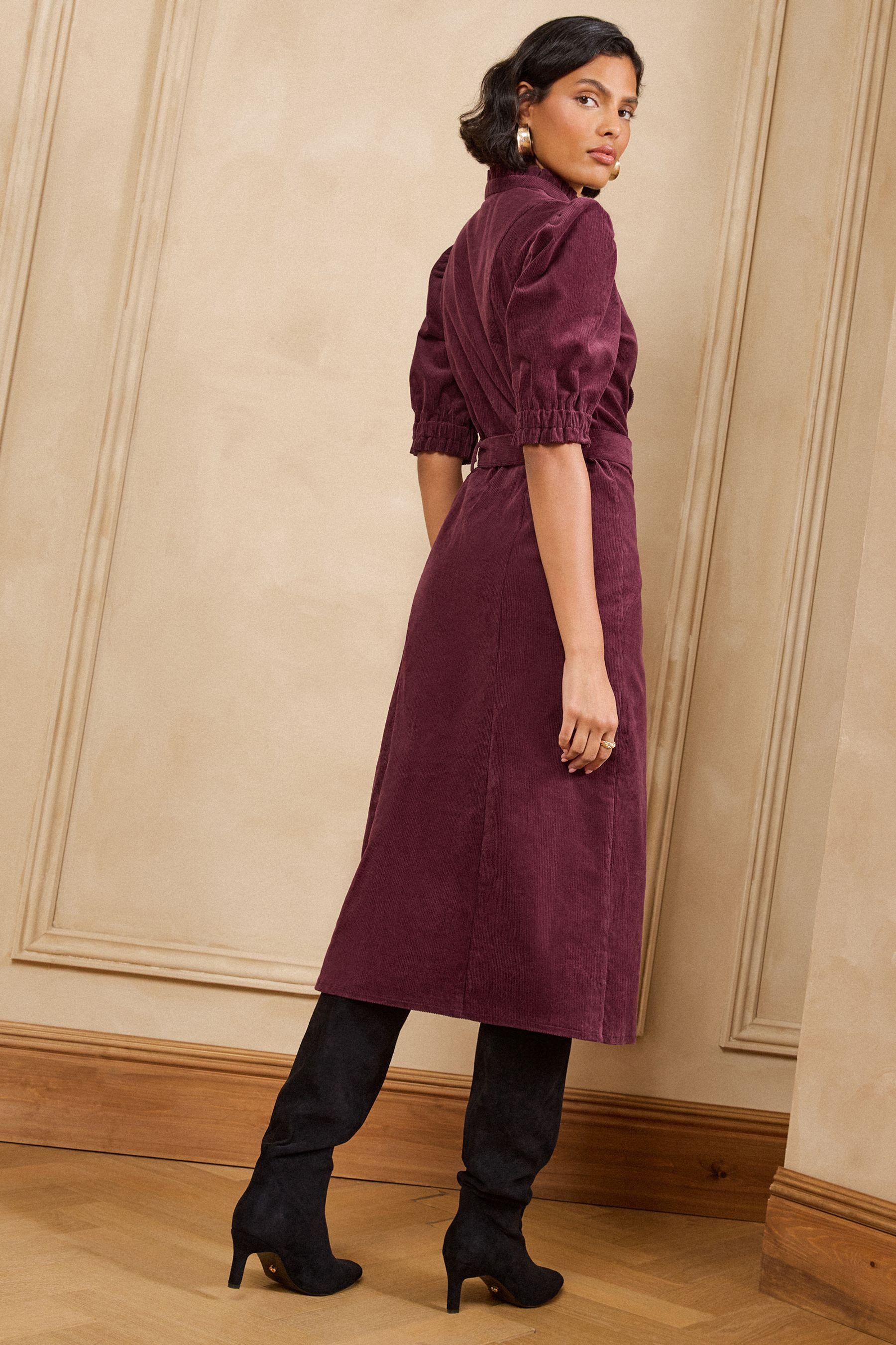 Love & Roses Midikleid Love & Roses Cord-Midikleid mit Bogendetail, (1-tlg) – Bild 2 von 4