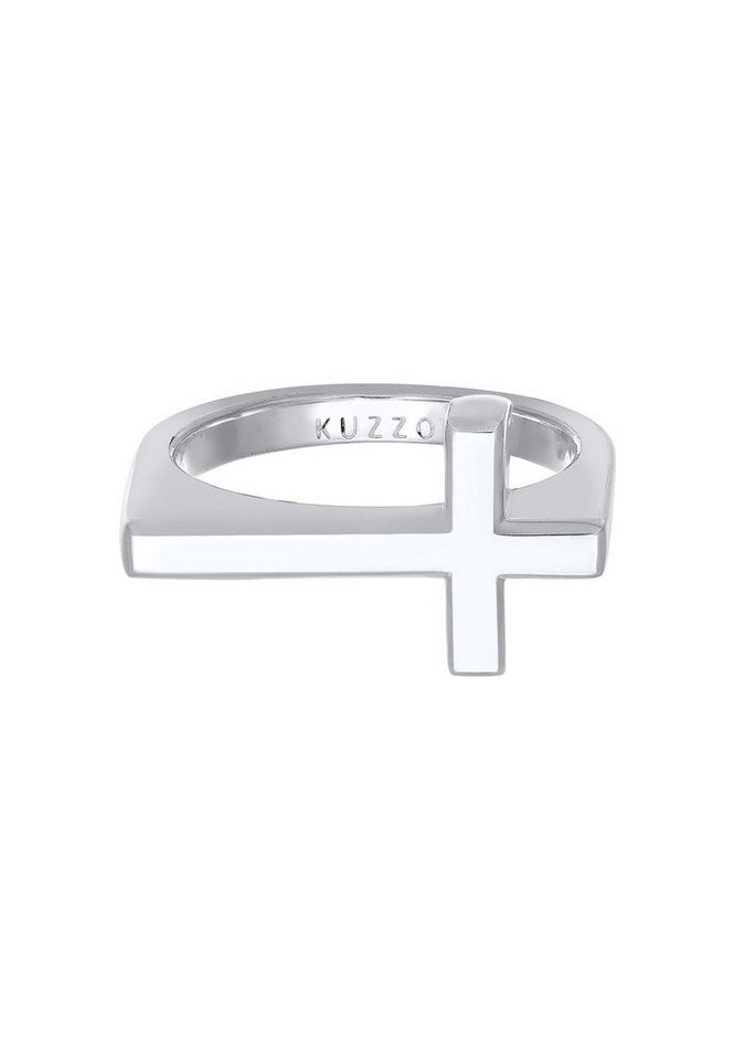 Kuzzoi Silberring Herren Kreuz Modern Schlicht 925 Silber, Trendig  gestalteter Symbol-Ring für den Mann