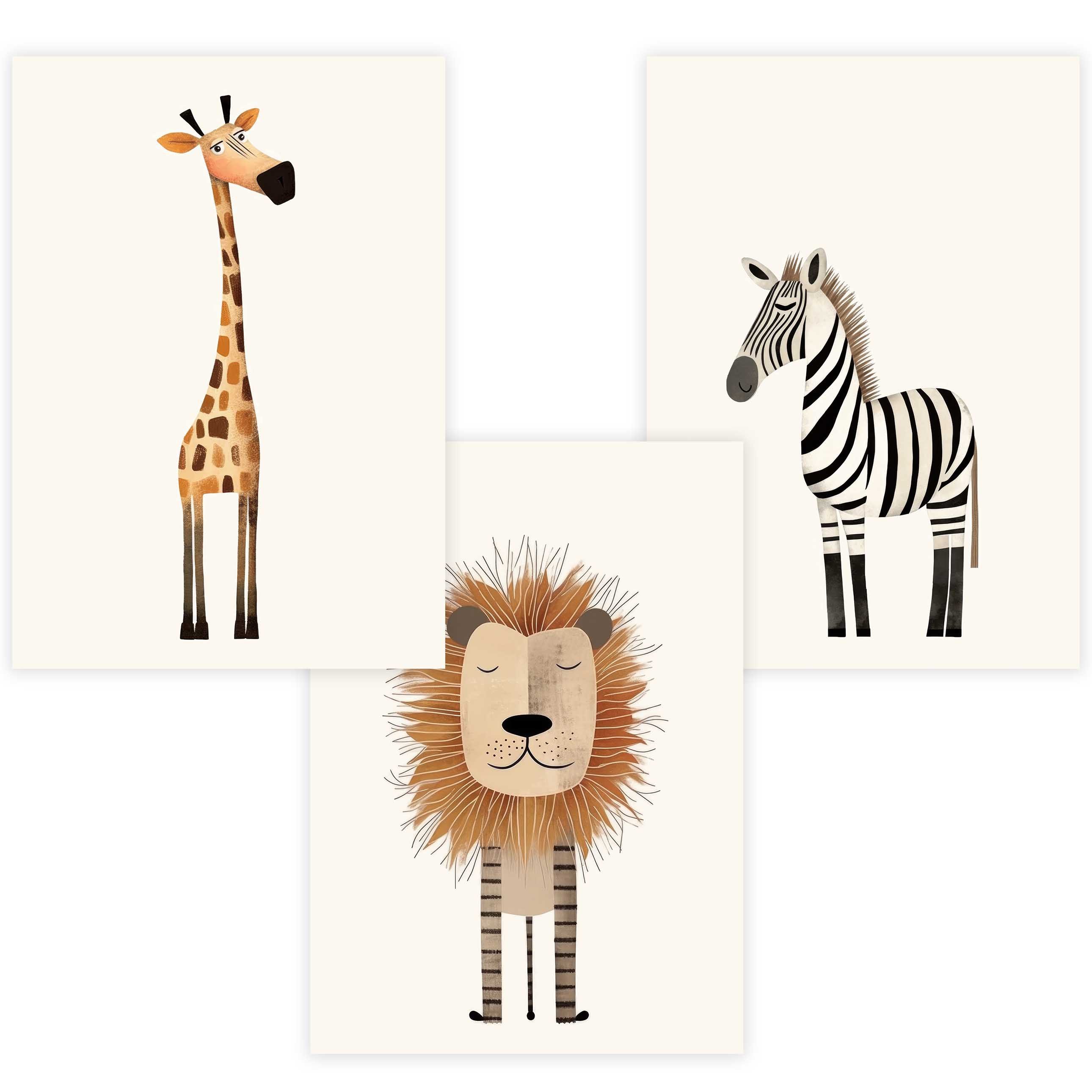 Poster Kinderzimmer Poster 3er Set Premium P787 / Safaritiere