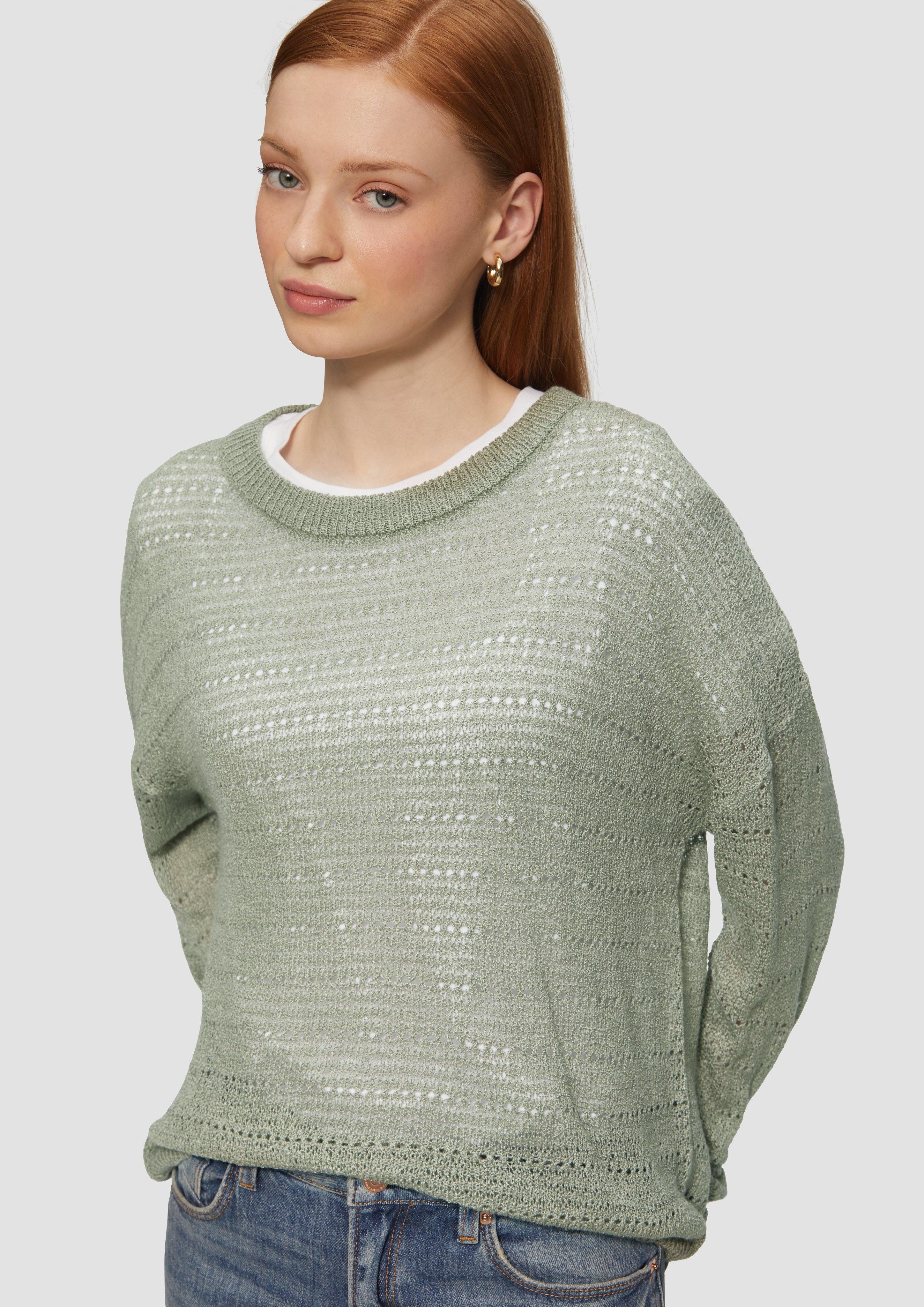 QS Strickpullover leichter Pullover mit Ajourmuster günstig online kaufen