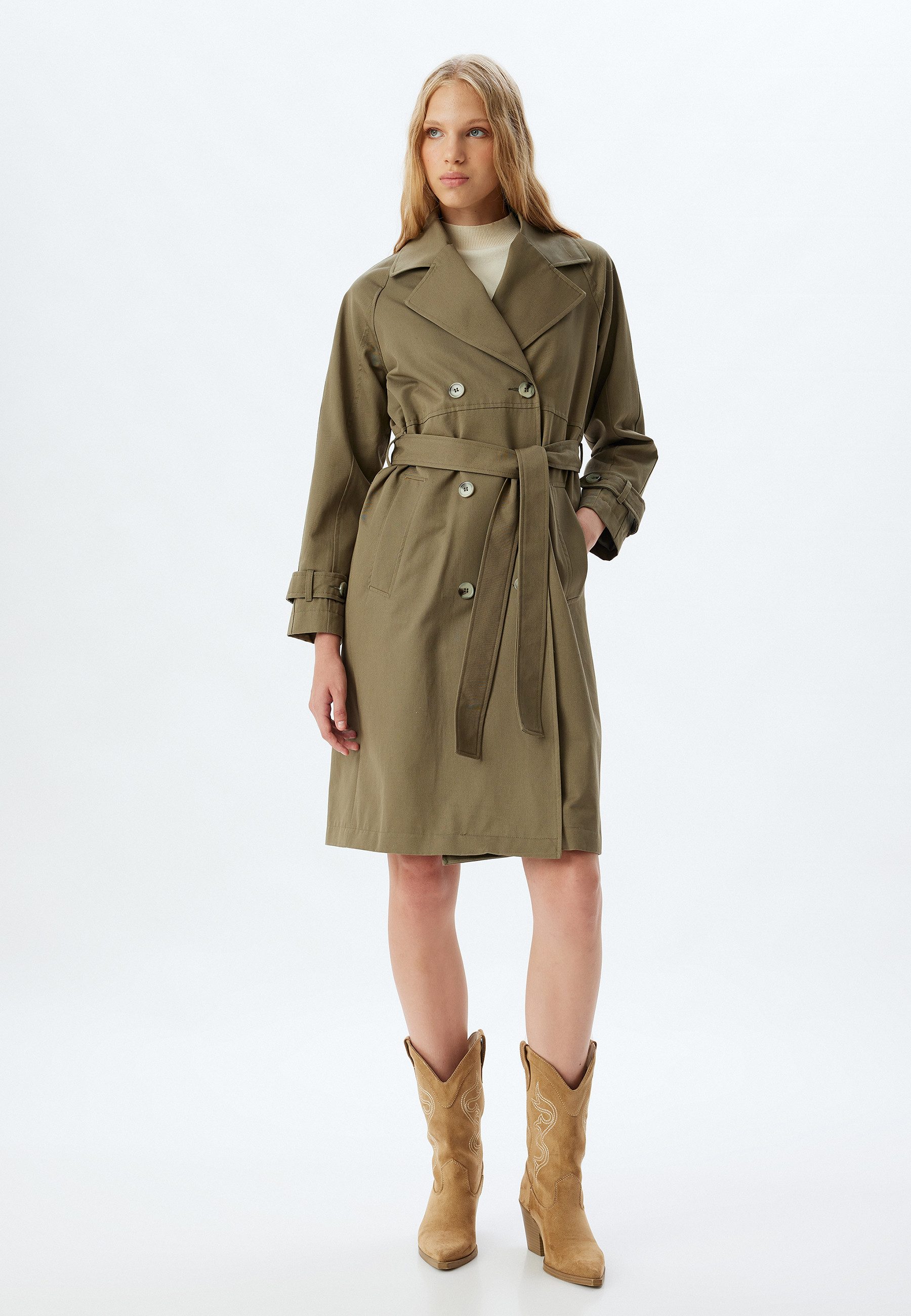 Koton Trenchcoat Regular Mit Epauletten-Detail Trenchcoat