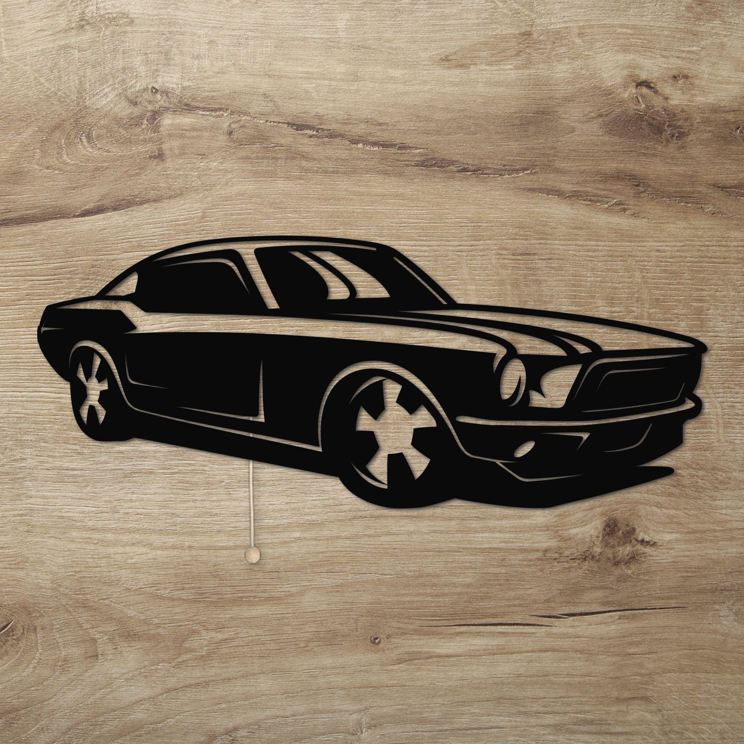 Namofactur LED Dekolicht Mustang Auto - Dekoobjekt aus Holz mit Sportwagen günstig online kaufen