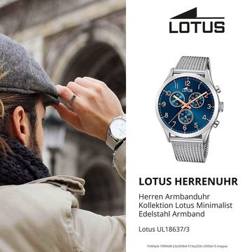 Lotus Quarzuhr Lotus Herrenuhr Minimalist Armbanduhr, (Analoguhr), Herren Armbanduhr rund, groß (ca. 43mm), Edelstahl, Luxus