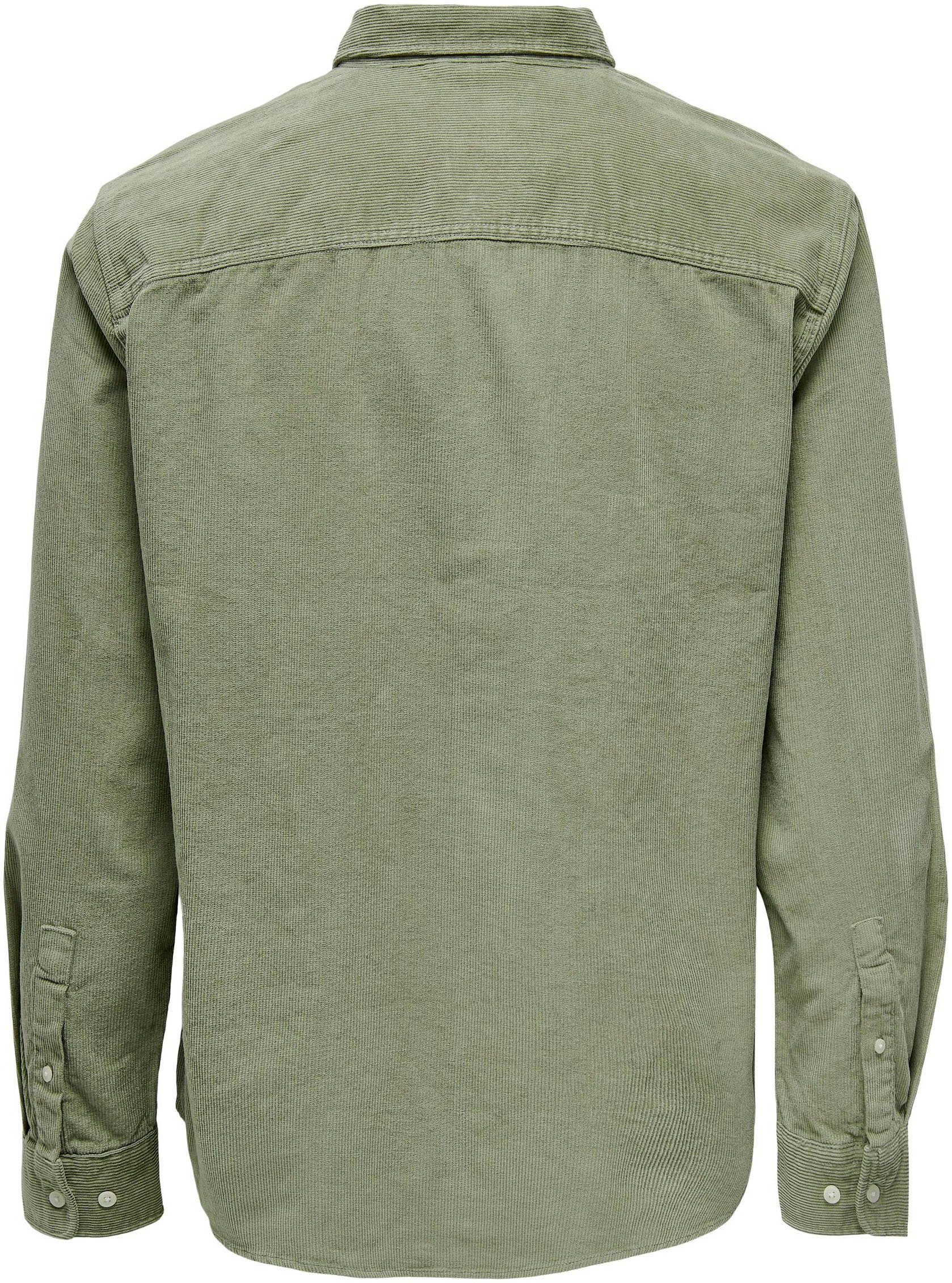 ONLY & SONS Langarmhemd COR OS ONSALP 2PKT RLX seagrass WASHD