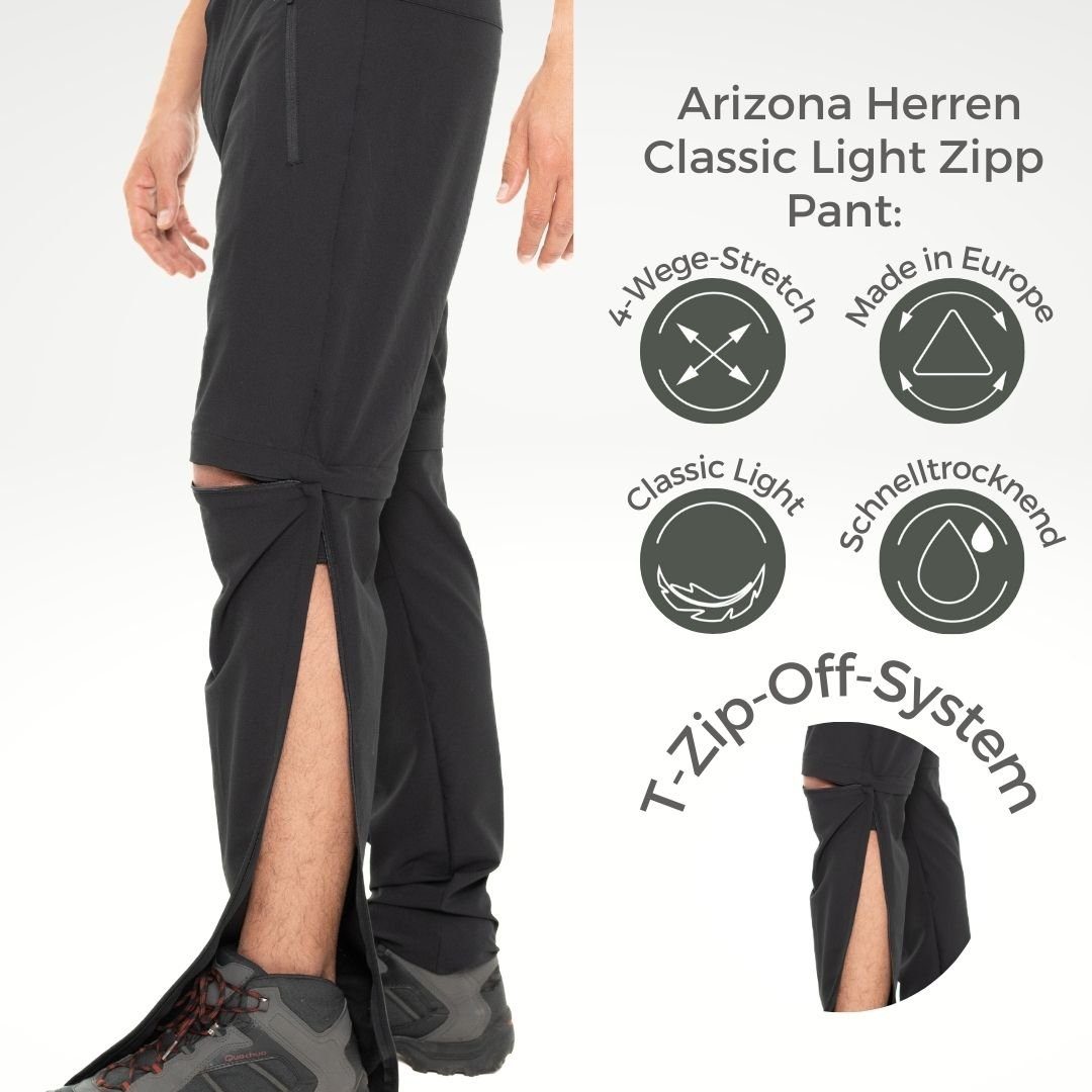 Off Kaymountain Beine Hose CL T-Zip Trekkinghose Outdoor Arizona 54 Black Herren abnehmbare