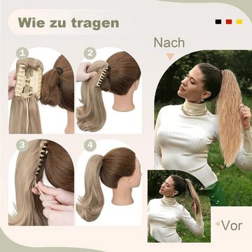 MAGICSHE Kunsthaarperücke mit Clip Pferdeschwanz Haarverlängerungen 55cm