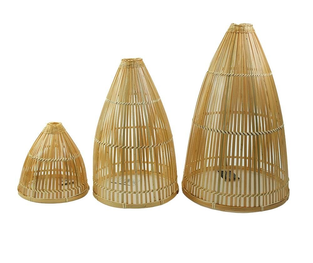 BOURGH Lampenschirm Bambus 3er-Lampen-Set FORMIA mit E27 Fassung