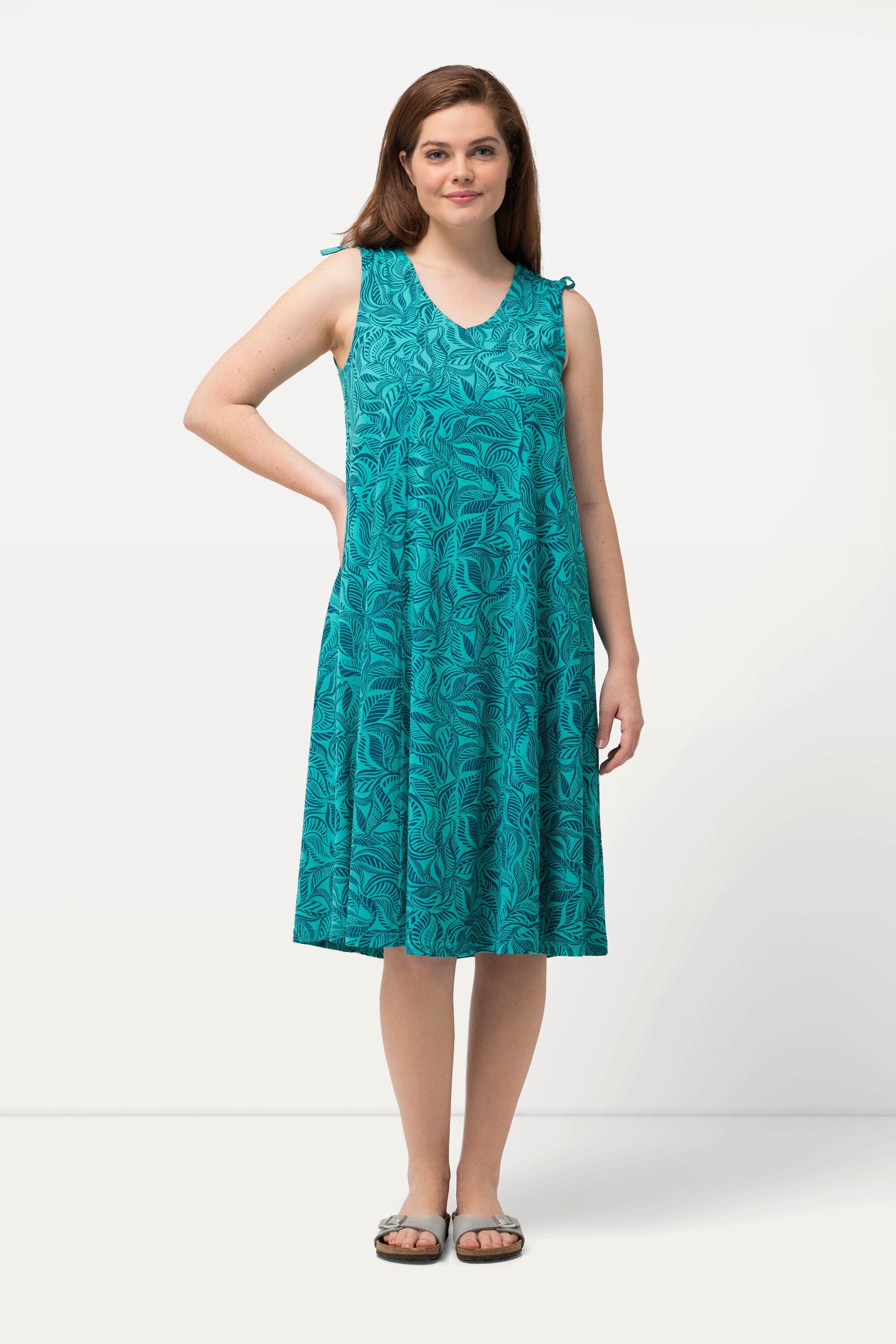 Ulla Popken Jerseykleid Midikleid V-Ausschnitt ärmellos günstig online kaufen