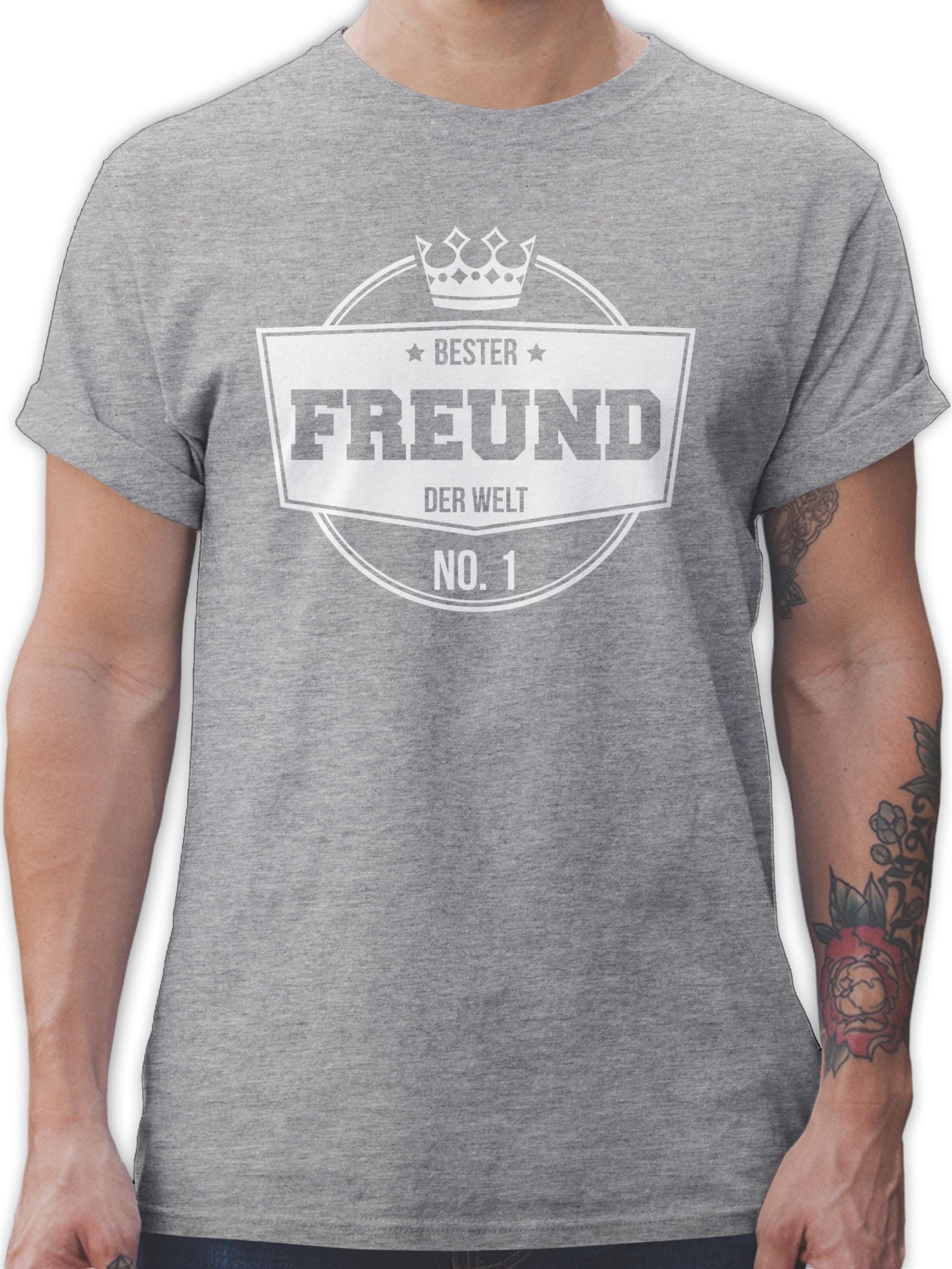 Shirtracer T-Shirt Bester Freund der Welt Herren & Männer Geschenke 3 Grau meliert