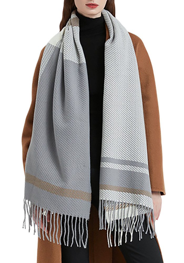 THE FASHION HOUSE Modeschal Damen Schal Winter Herbst kariert in Übergröße Deckenschal Modeschal, Karo Tartan Streifen Muster Schultertuch Halstuch oversize