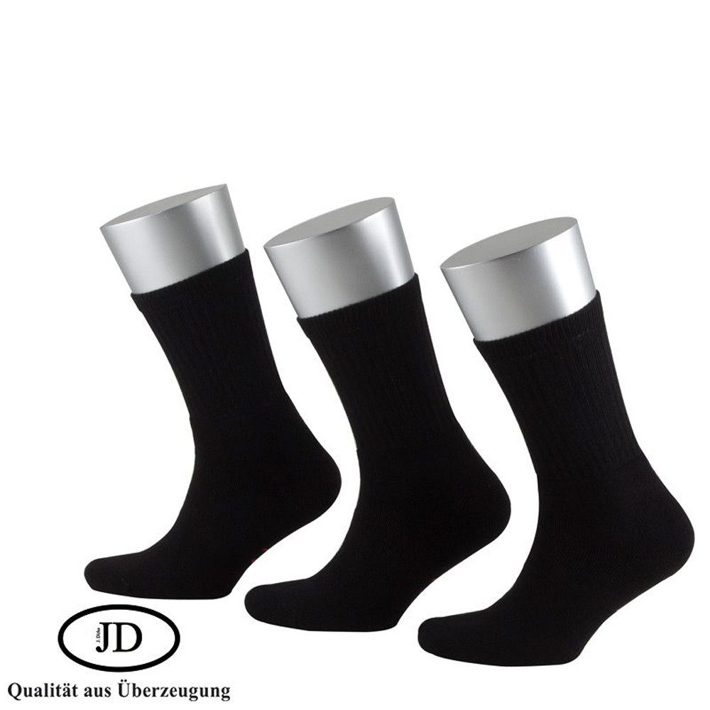 JD Arbeitssocken Arbeitssocken im 3er Pack, schwarz - ideal für Arbeitsschuhe (1-Paar, Verstärkte Fersen- & Spitzenbereiche) Arbeitssocken aus hochwertigem Baumwoll-Mix