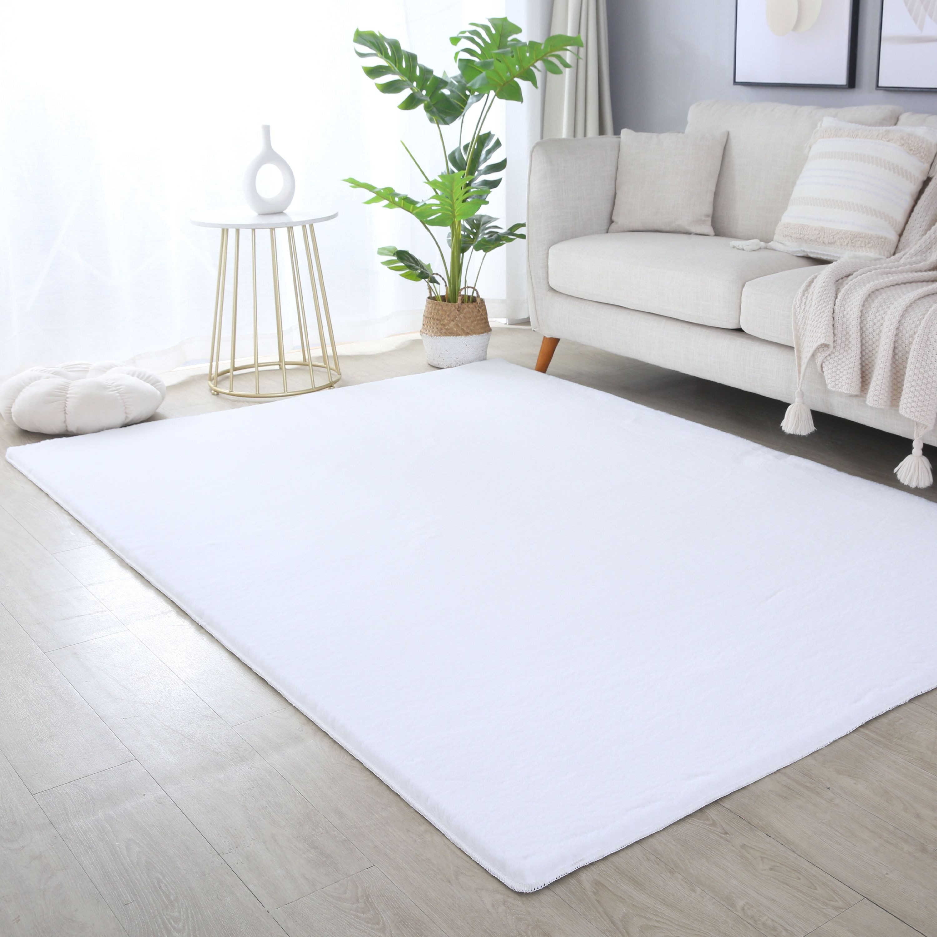 SIMPEX24 Teppich Unicolor - Einfarbig, Rechteckig, Höhe: 20 mm, Teppich Wohnzimmer Einfarbig Shaggy Modern Flauschiger Felloptik Weich