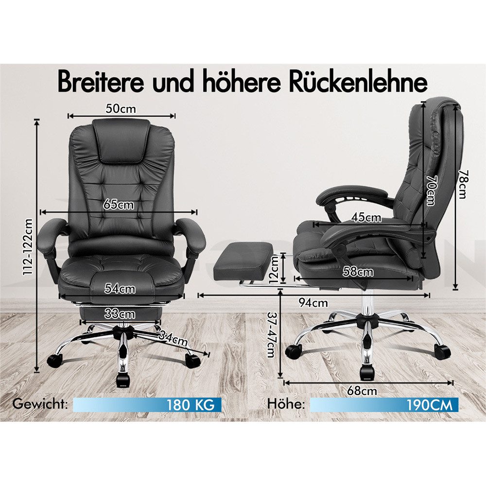 ALFORDSON Bürostuhl 8-Punkt-Massage-Vibration, Höhenverstellbarer Chefsesse günstig online kaufen