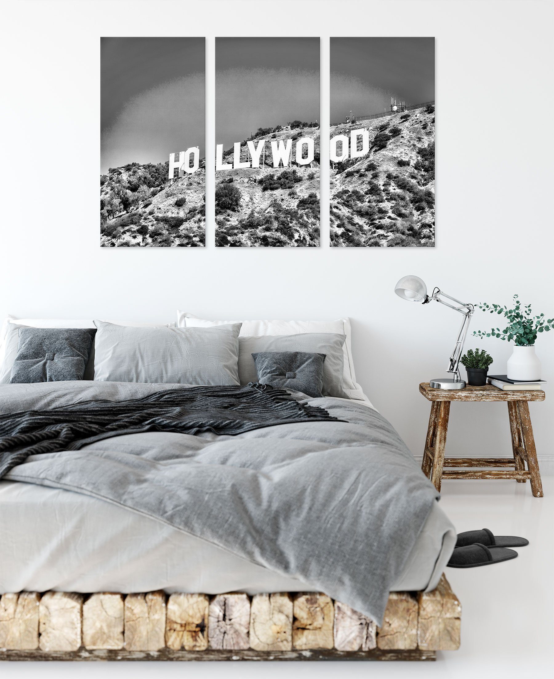 Pixxprint Leinwandbild inkl. Hollywood Leinwandbild Zackenaufhänger Wahrzeichen bespannt, 3Teiler Wahrzeichen, St), (120x80cm) (1 fertig Hollywood