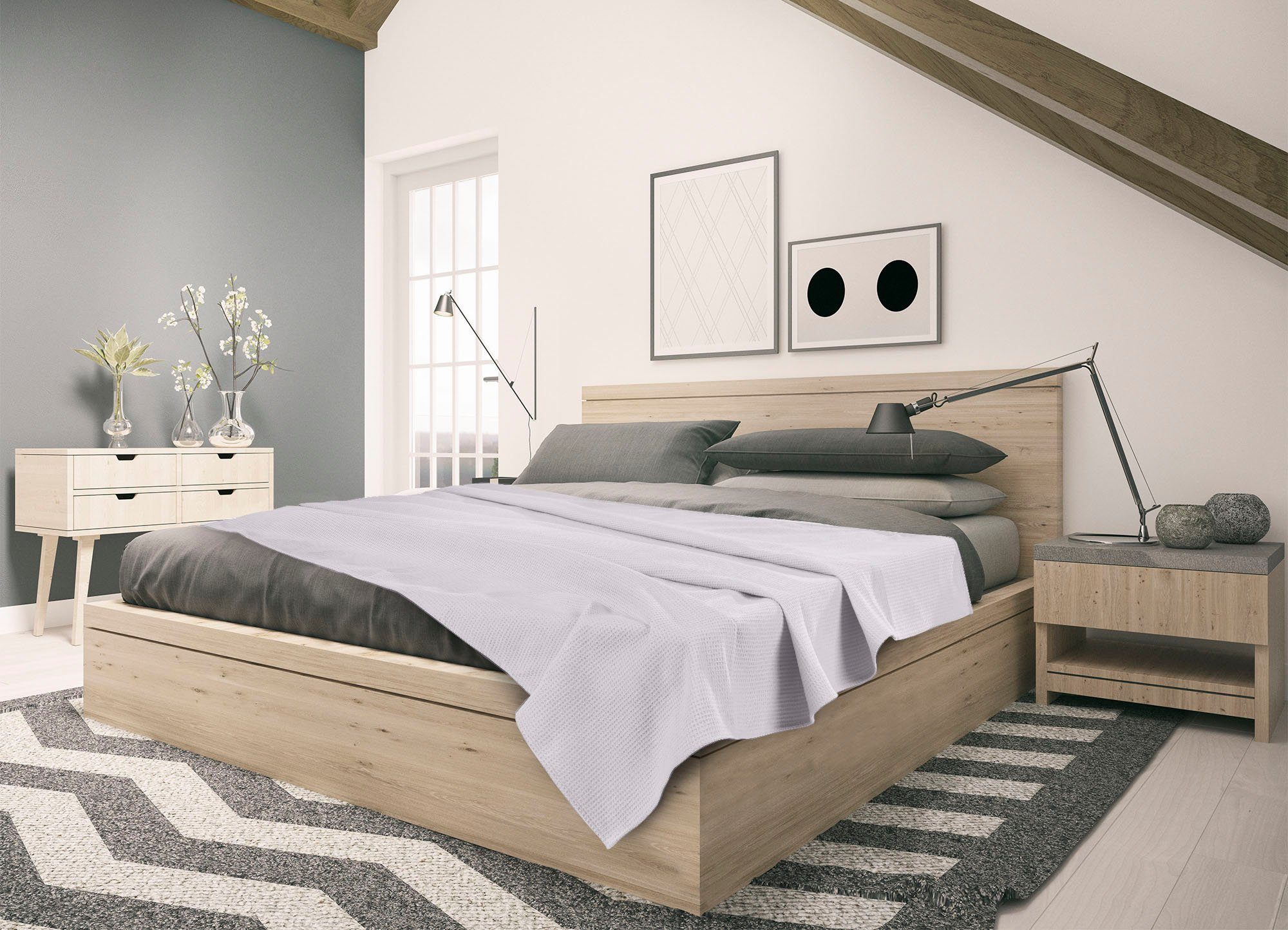 Wohndecke Waffeldecke, SETEX, aus Waffelpiqué, auch als Tagesdecke geeignet, Kuscheldecke