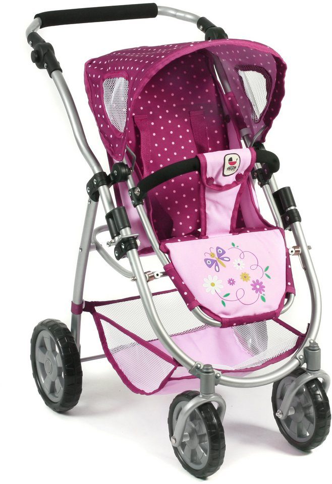 CHIC2000 Kombi-Puppenwagen Emotion All In 3in1, Brombeere, inkl. Babywanne, Babyschale und Sportwagenaufsatz