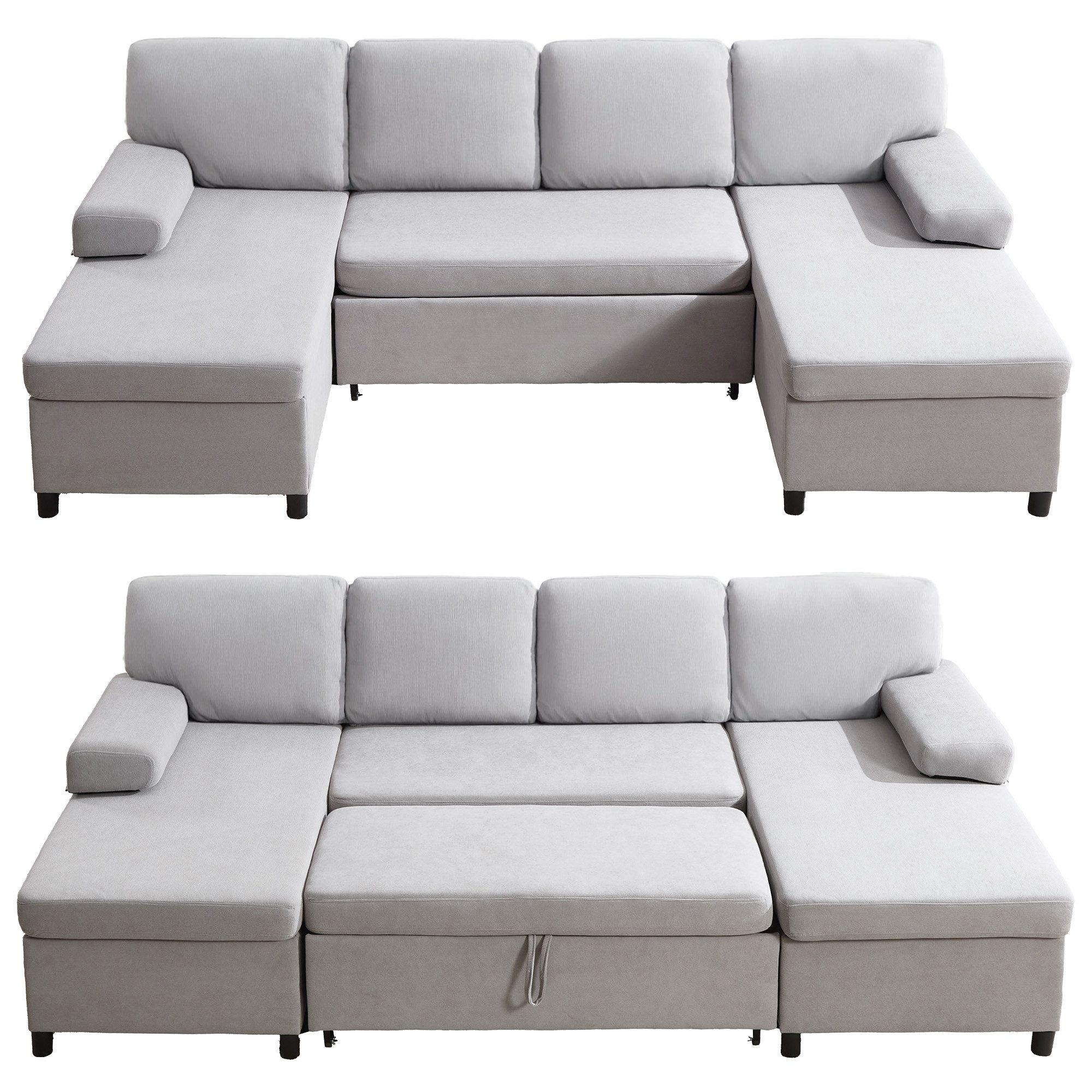 HOMYEDAMIC Ecksofa U-Form Schlafsofa 285x135 cm mit Matratze und Schlaffunk günstig online kaufen