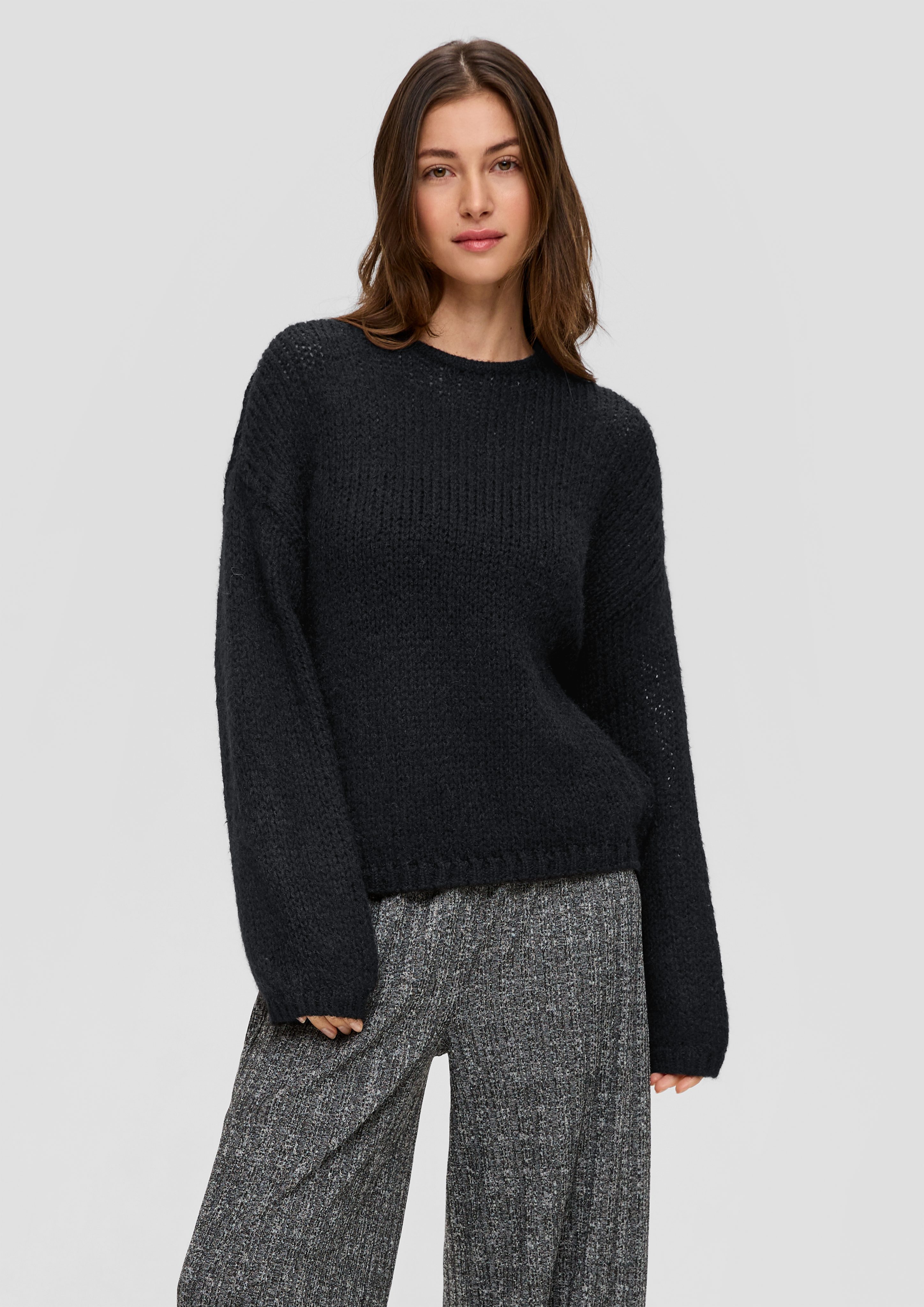 QS Strickpullover Locker gestrickter Pullover schwarz | Sweatshirts