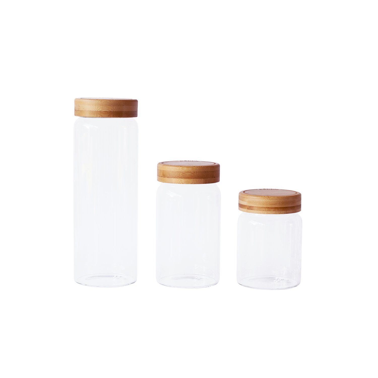 Pebbly Vorratsdose Pebbly ml, mit 850 Silikon Glasbehälter Borosilikatglas, Bambusschraubdeckel Bambus
