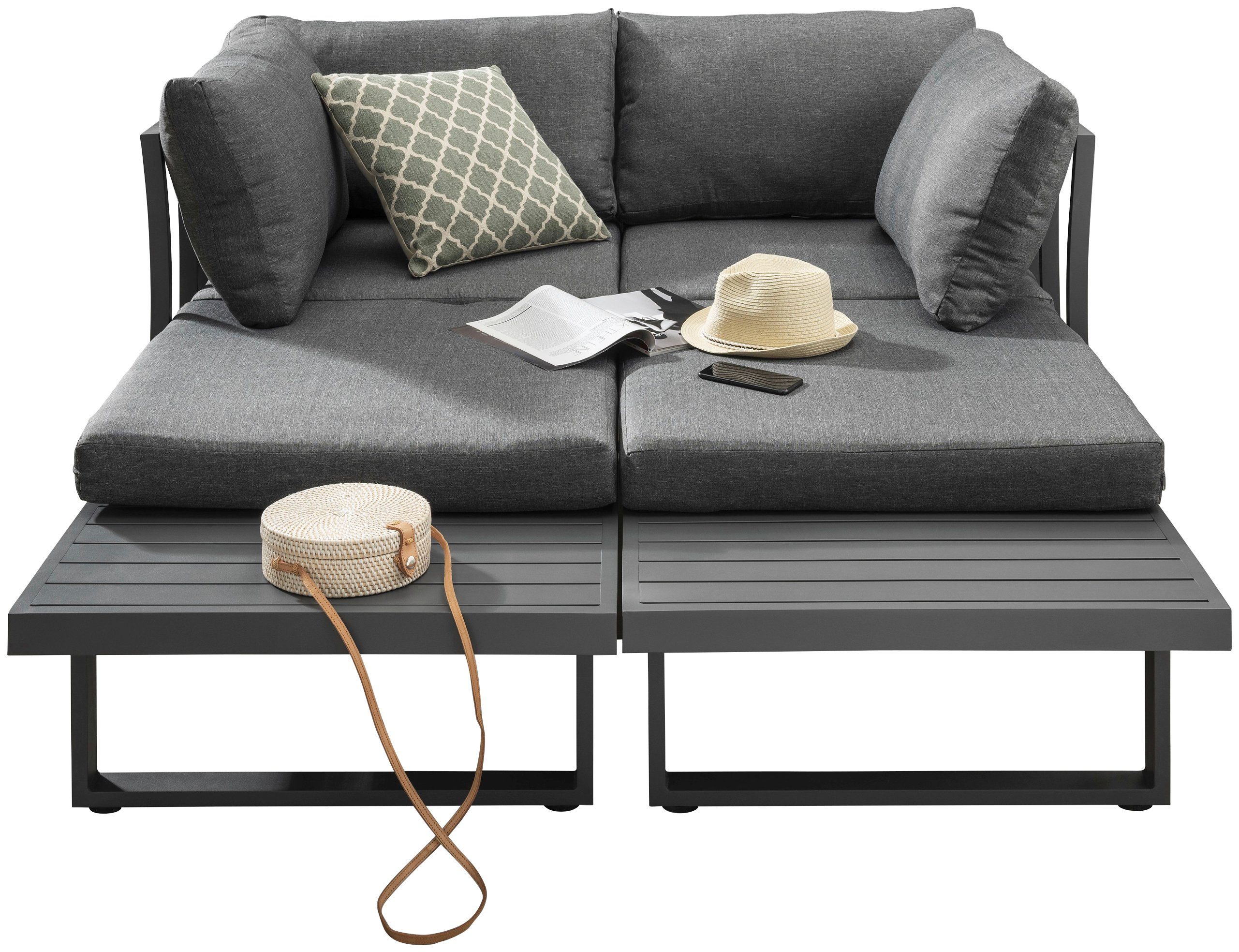 Destiny Gartenlounge-Set SEA POINT, (15-tlg., 2x Schenkel, 1x Tisch), Aluminium