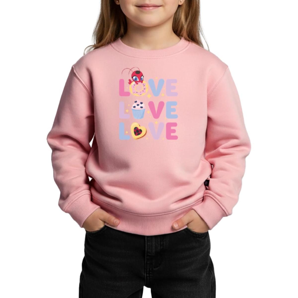 Sweatshirt Miraculous Love Love Love Schriftzüge Kinder Premium Pullover