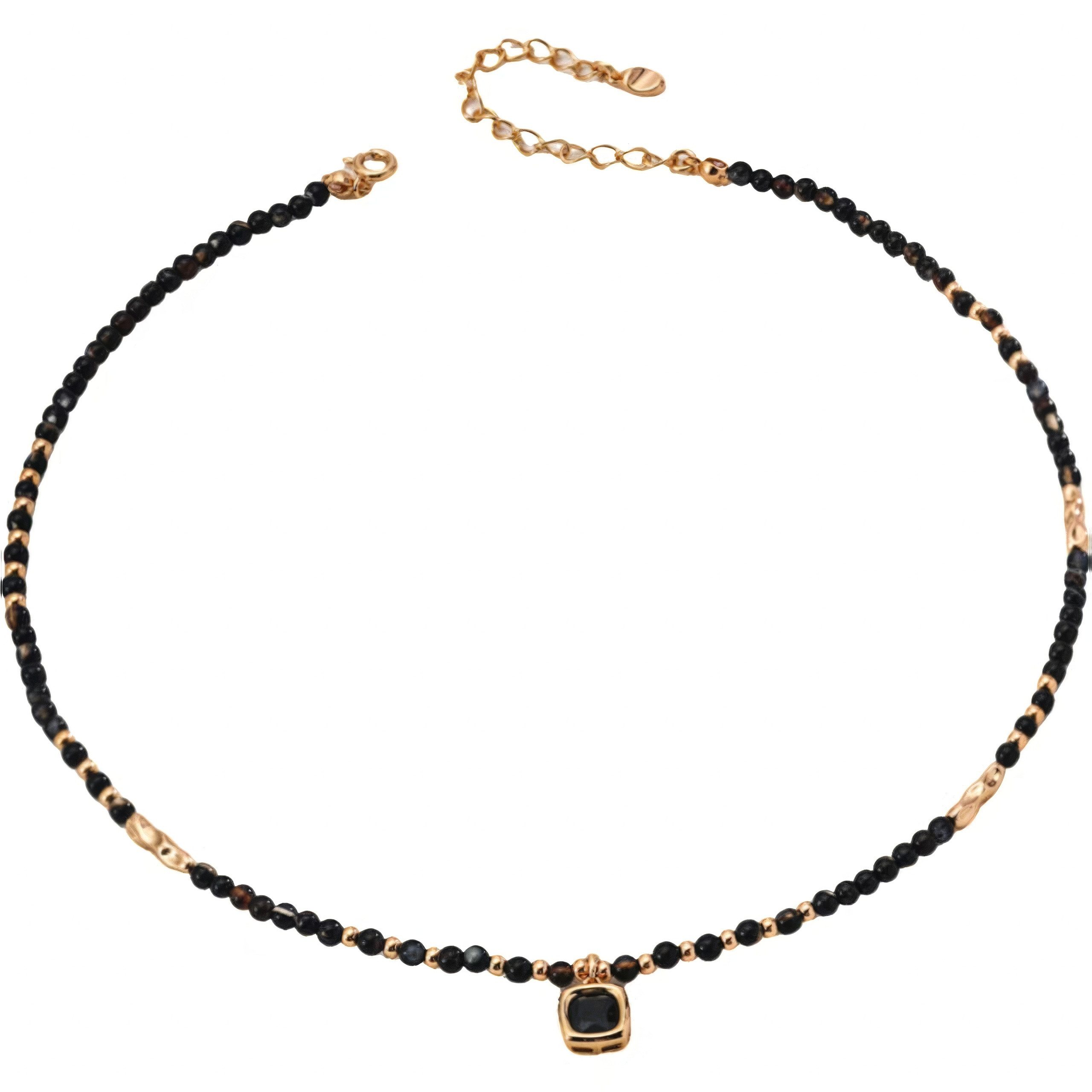 Silberkette Women's Gold Plated Halskette,Onyx Halskette,Anhänger Halskette