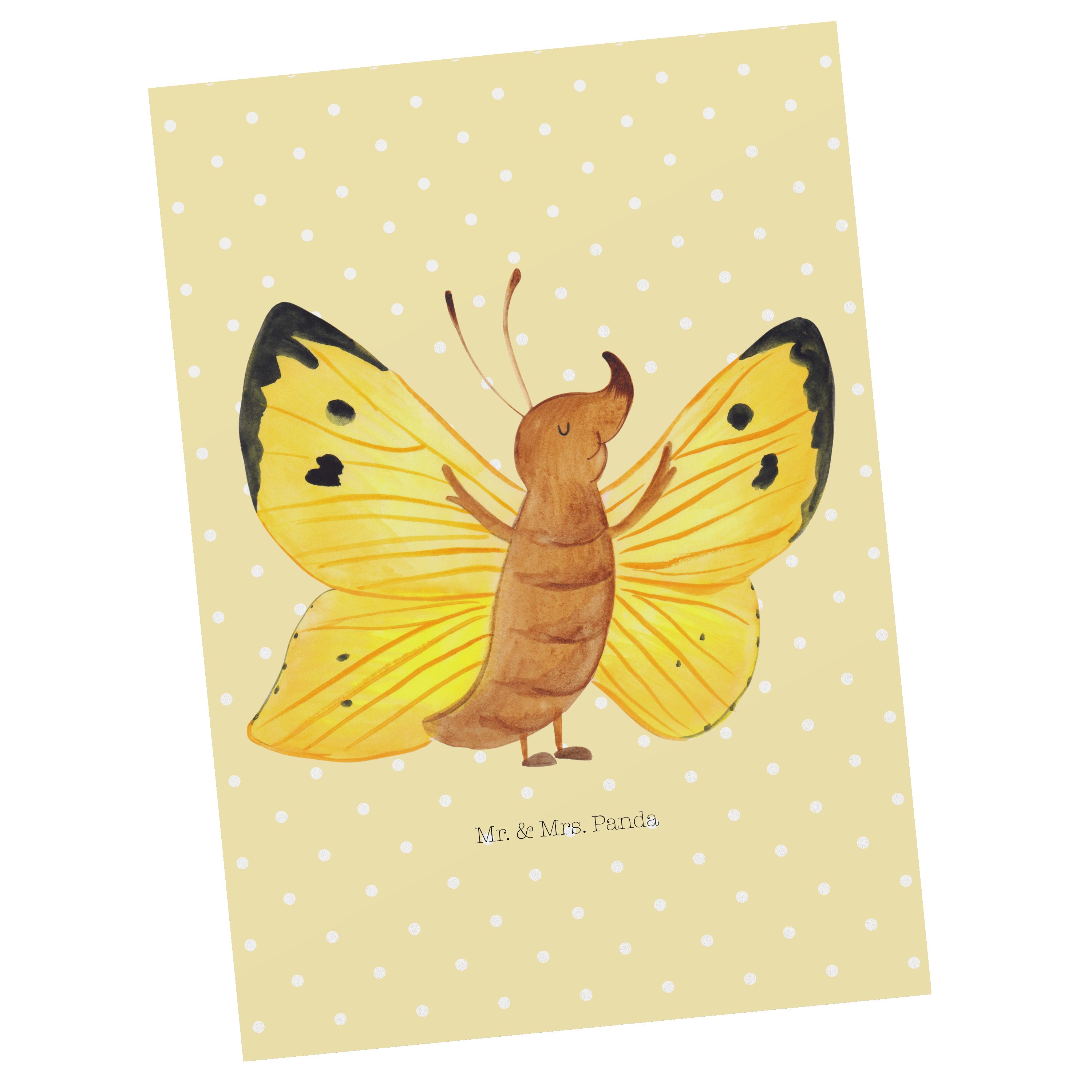 Mr. Schmetterling Laune, Panda Mrs. Zitronenfalter - Postkarte - Geschenk, l Gelb Gute Pastell &