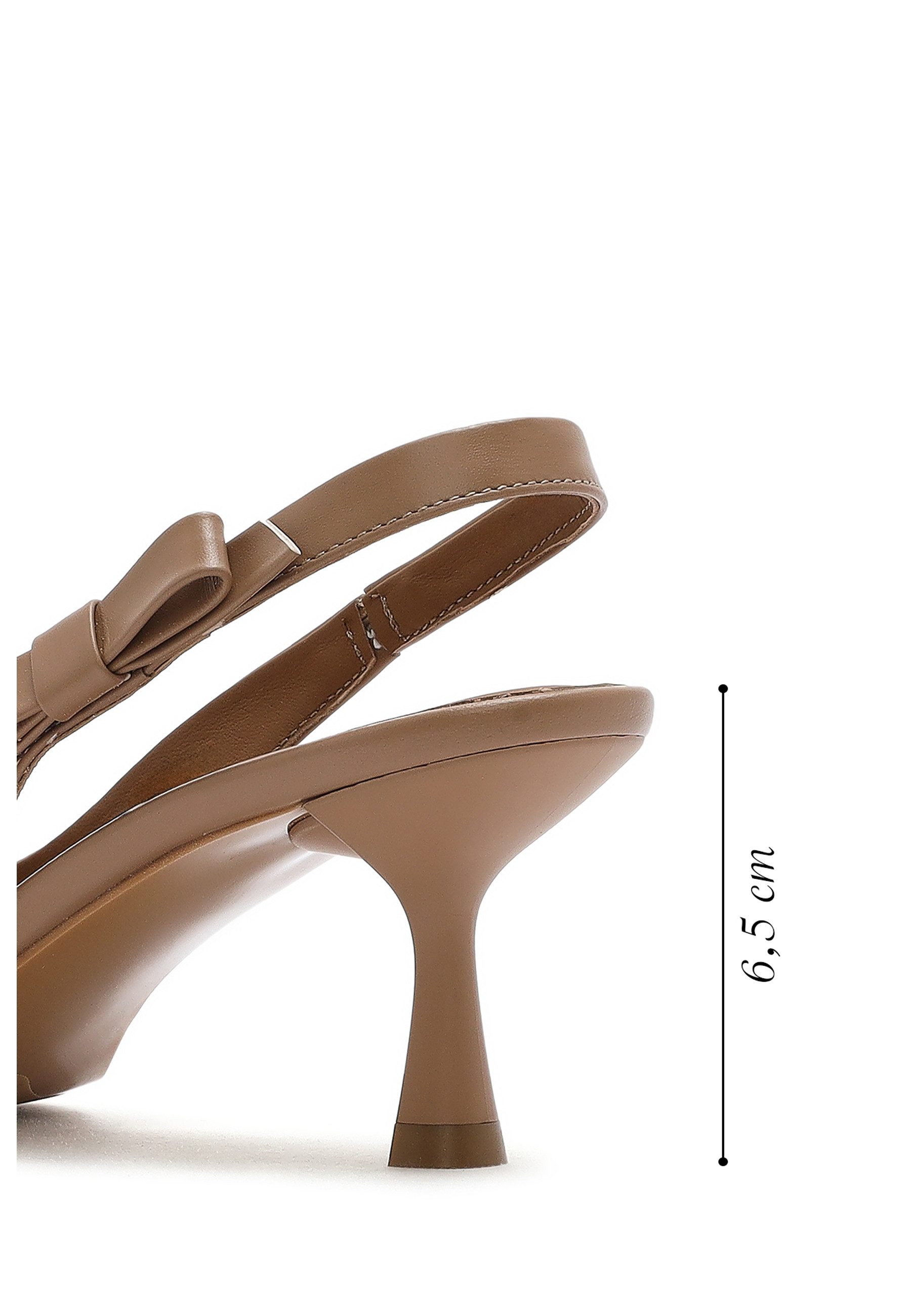 Derimod Slingback-Pumps aus Leder mit hohem Absatz Pumps Echtes Leder, Lederfutter, Slingback-Design, Schleifenakzent