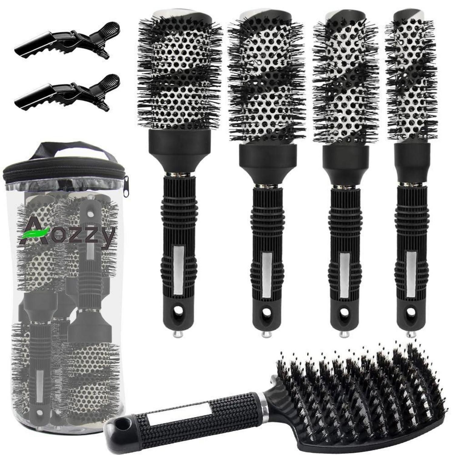 LuxusKollektion Haarbürsten-Set Haar-Rundbürste Set Föhnen Glattes Haarstyling Keramik Ion