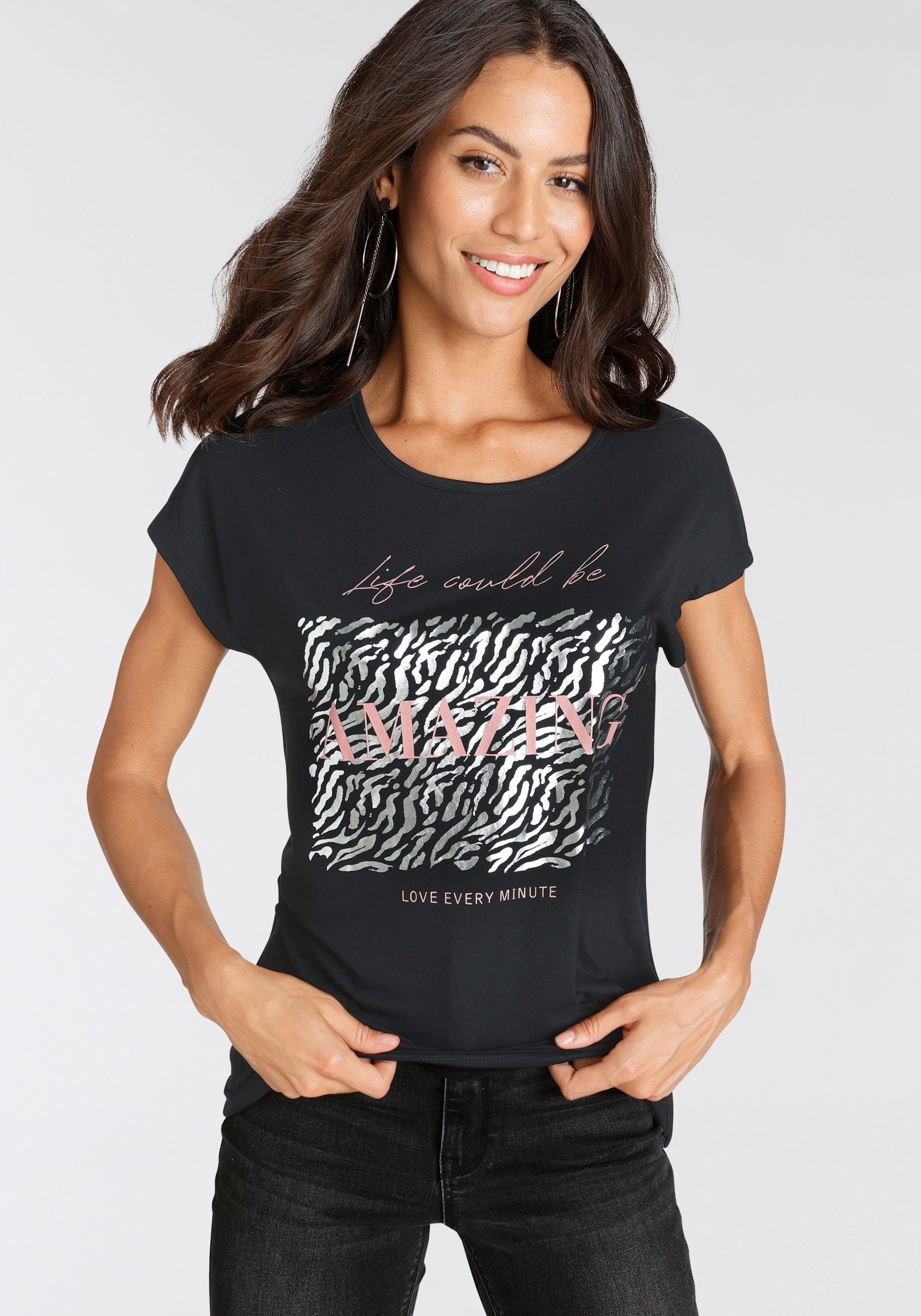 Laura Scott T-Shirt mit modischem Folienprint | T-Shirts