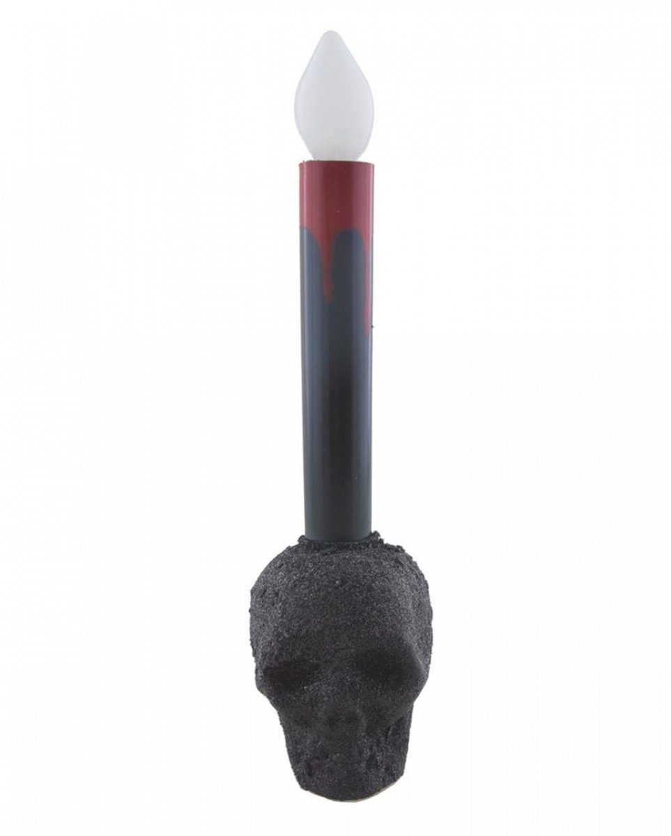 Totenschädel 24cm Schwarze Dekofigur Kerze mit Horror-Shop Beleuchtung
