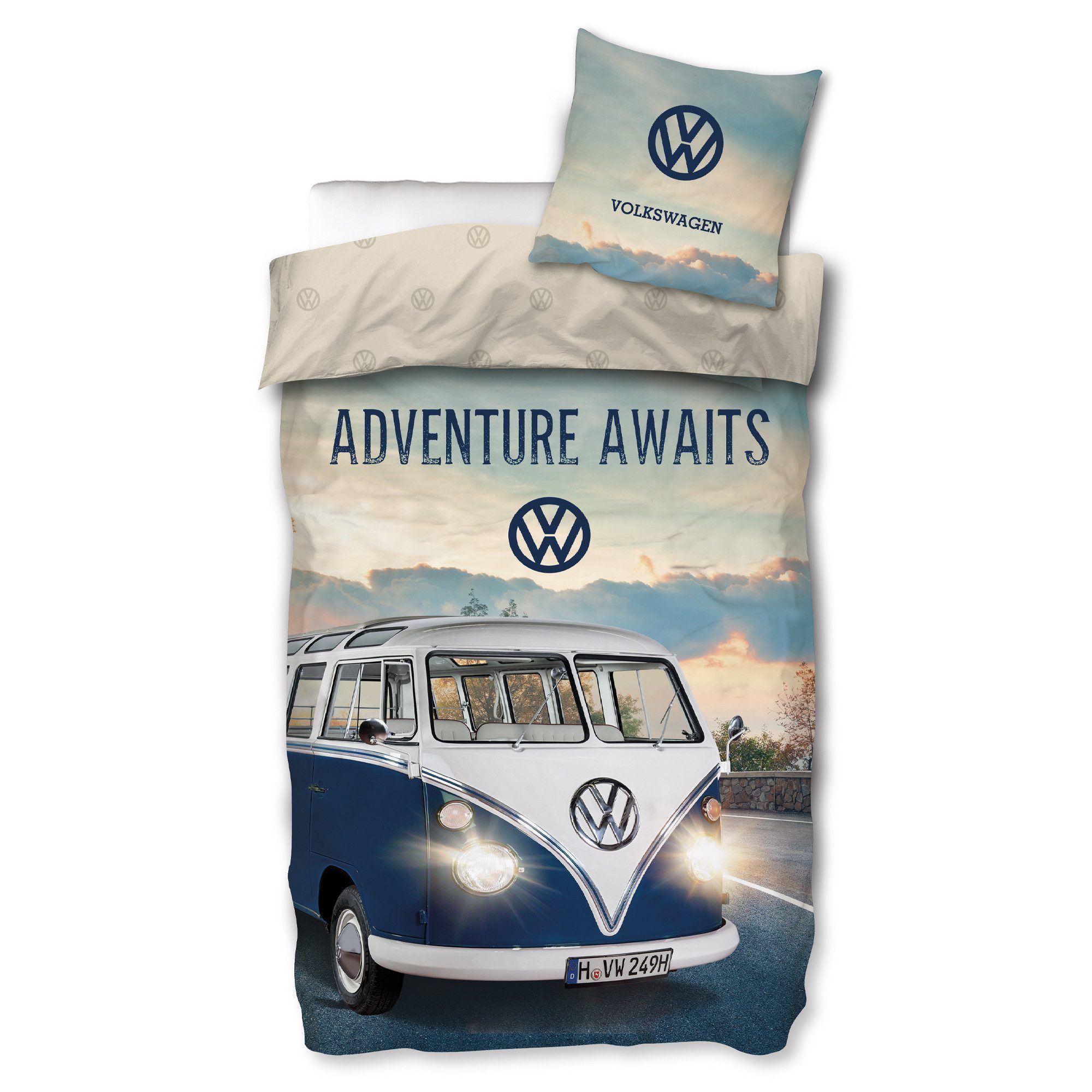BERONAGE Wendebettwäsche VW Volkswagen Bulli Adventure Bettwäsche Biber / F günstig online kaufen