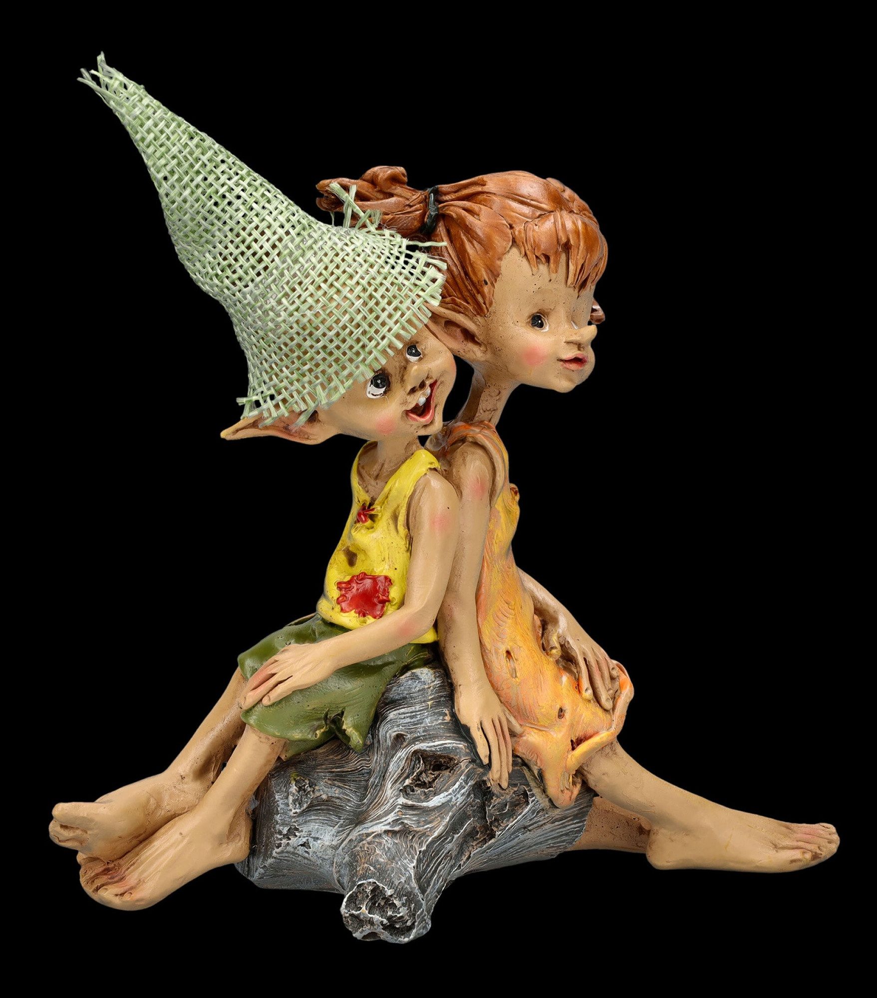 Figuren Shop GmbH Dekofigur Pixie Kobold Figur - Junge und Mädchen Freunde - Kinder Zwerge Baum