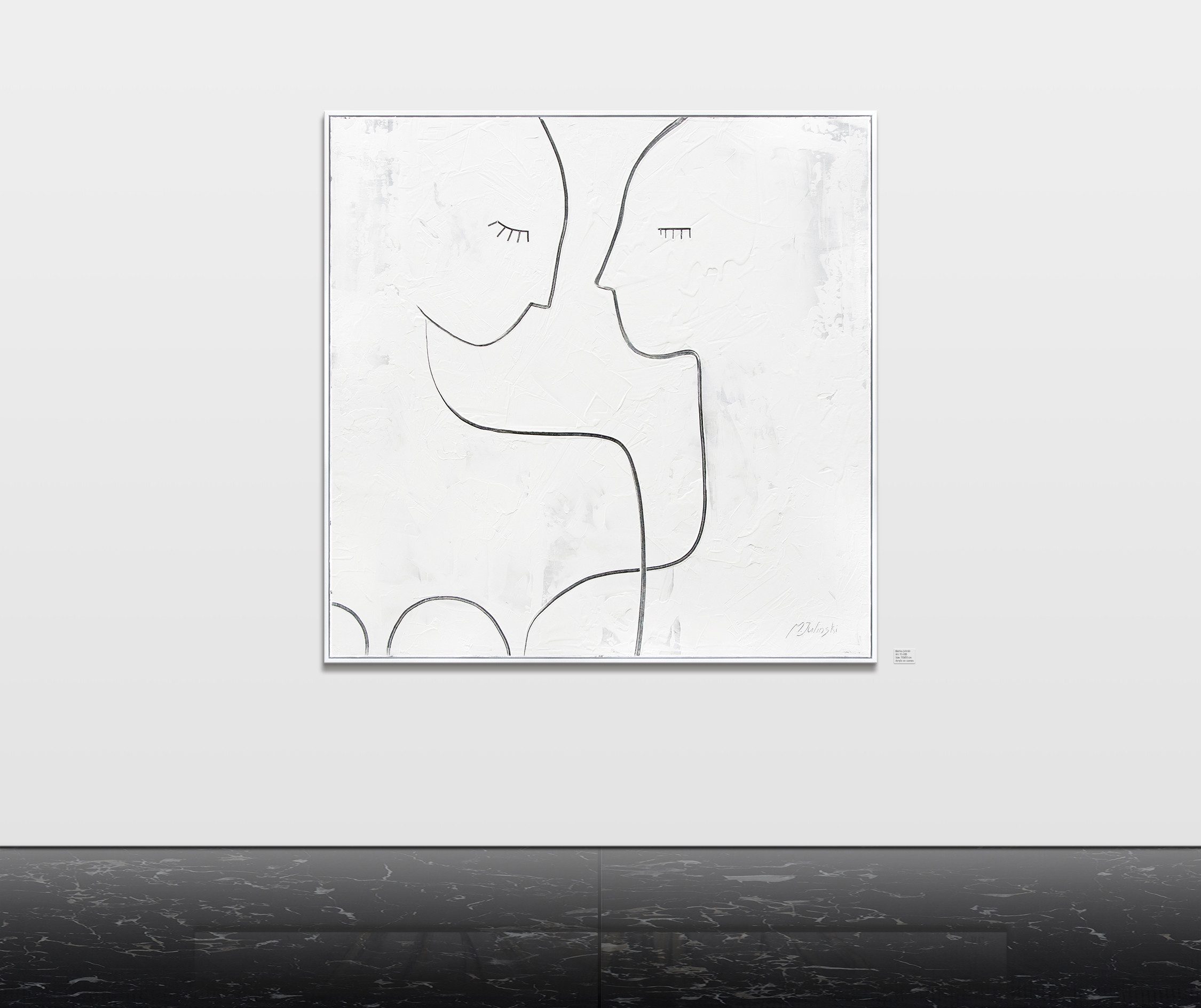 YS-Art Gemälde Anziehung, Menschen, Menschen Pärchen Leinwand Bild Handgemalt Weiß mit Rahmen