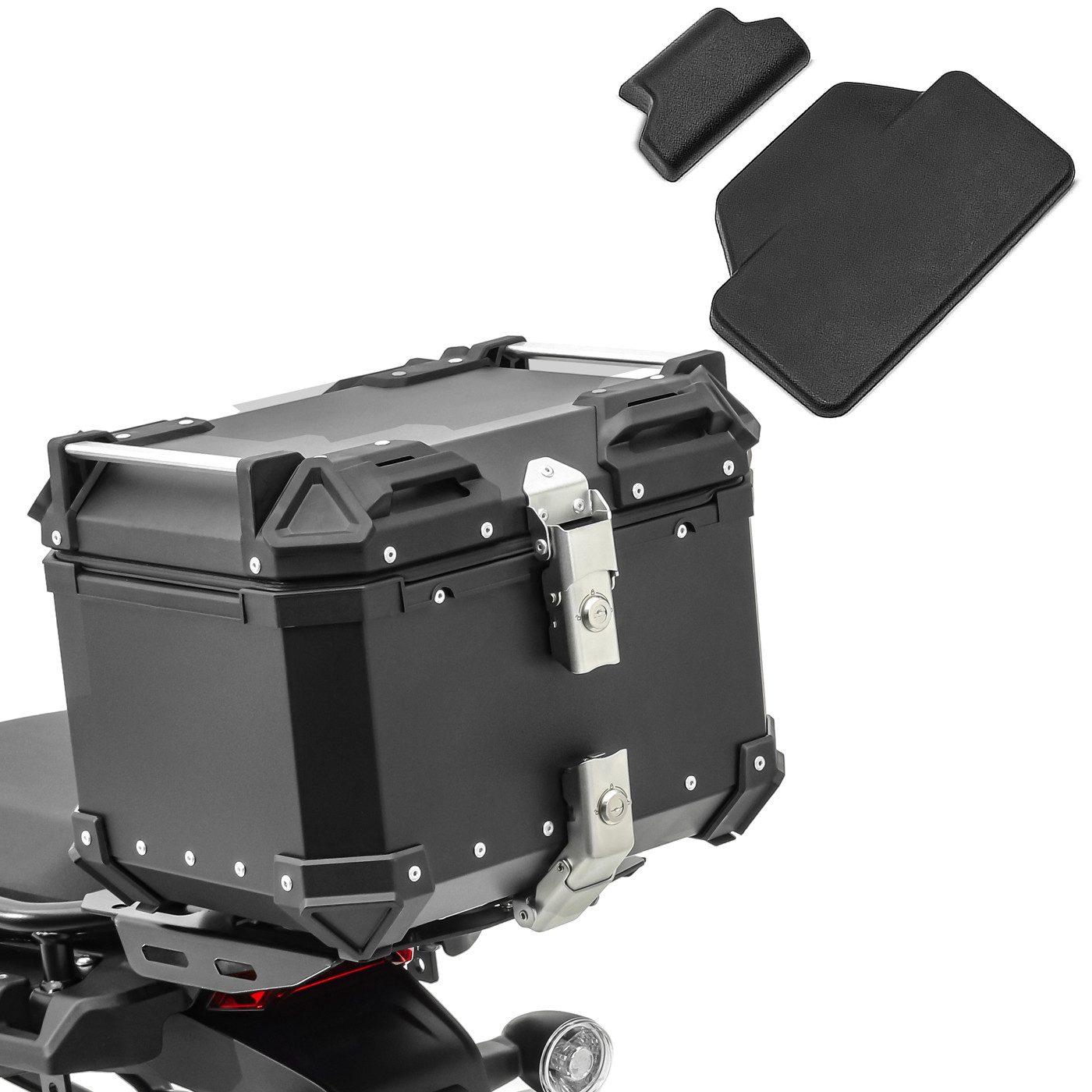 Topcase Set Motorrad Aluminium Topcase 35L + Sozius Rückenpolster # XB35 Alu T