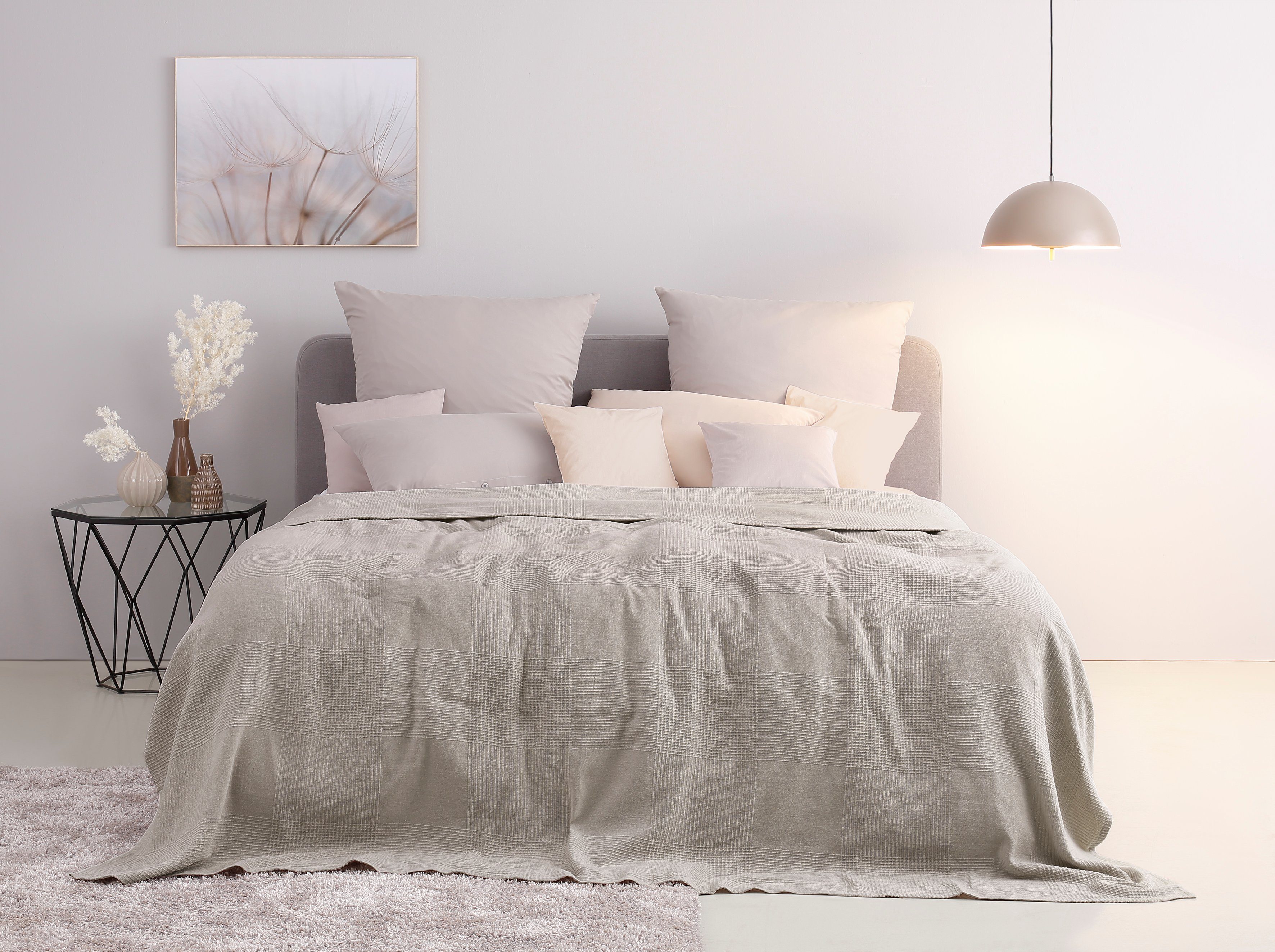 OTTO home Tagesdecke Mira, leichte Tagesdecke aus 100% Baumwolle, uni Überwurf, ohne Füllung