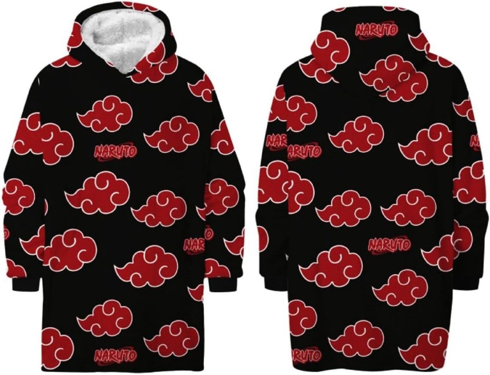 Naruto Poncho Hoodie Blanket Groß 75 × 70 cm Kuscheldecke mit Ärmeln und Kapuze (1-St)