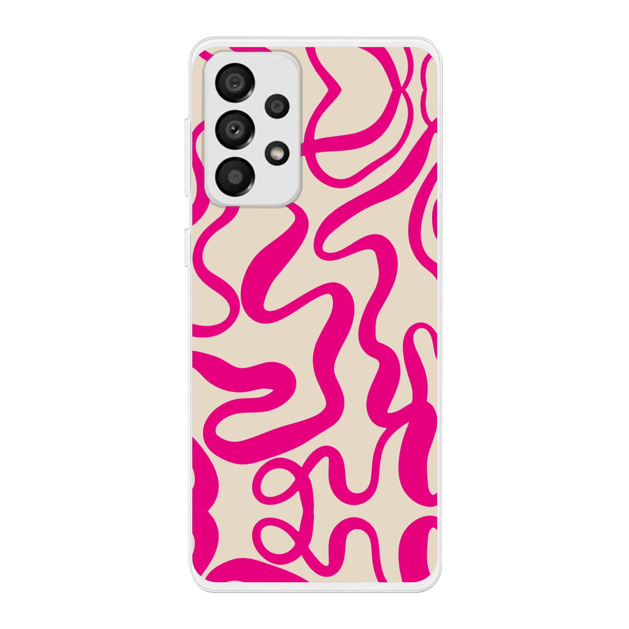 MuchoWow Handyhülle für Samsung Galaxy A33 Linien - Rosa - Beige - Abstrakt - Minimalistis, Smartphone-Bumper, Print, Handy Schutzhülle Dünn